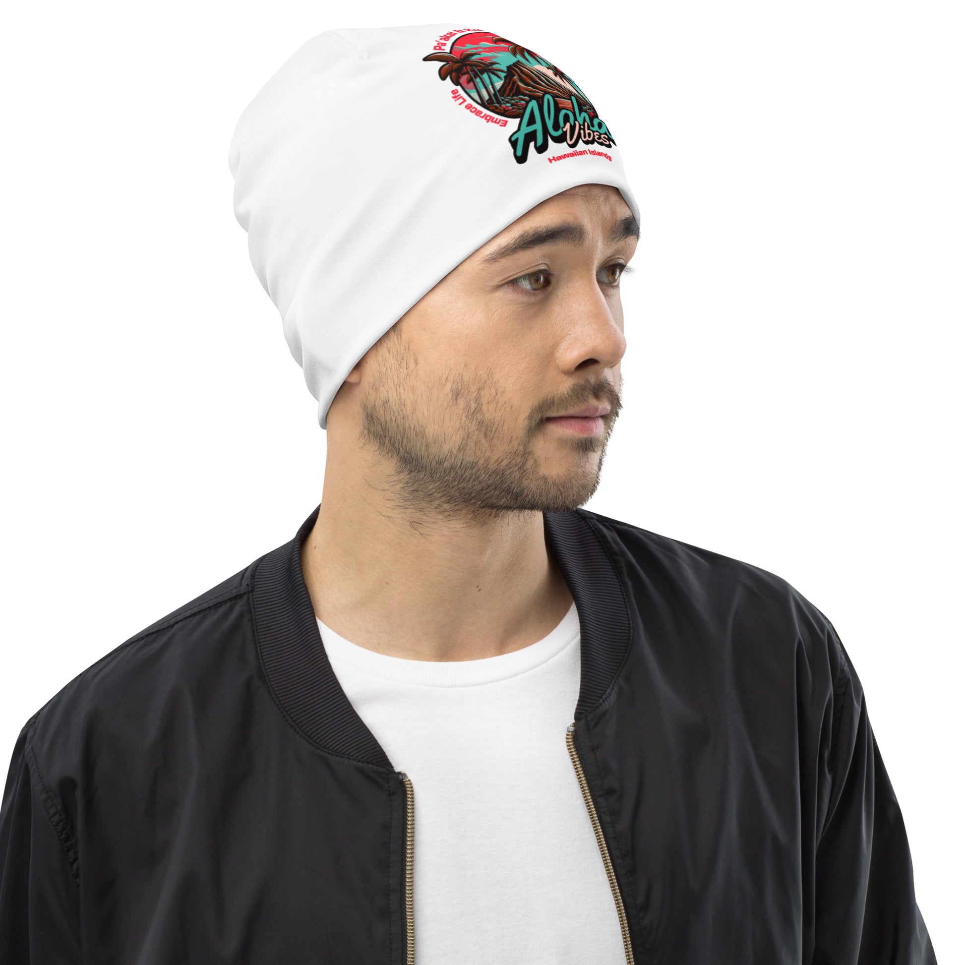 Aloha Vibes (Teal) All-Over Print Beanie Beanie Pa'akai & Kukui