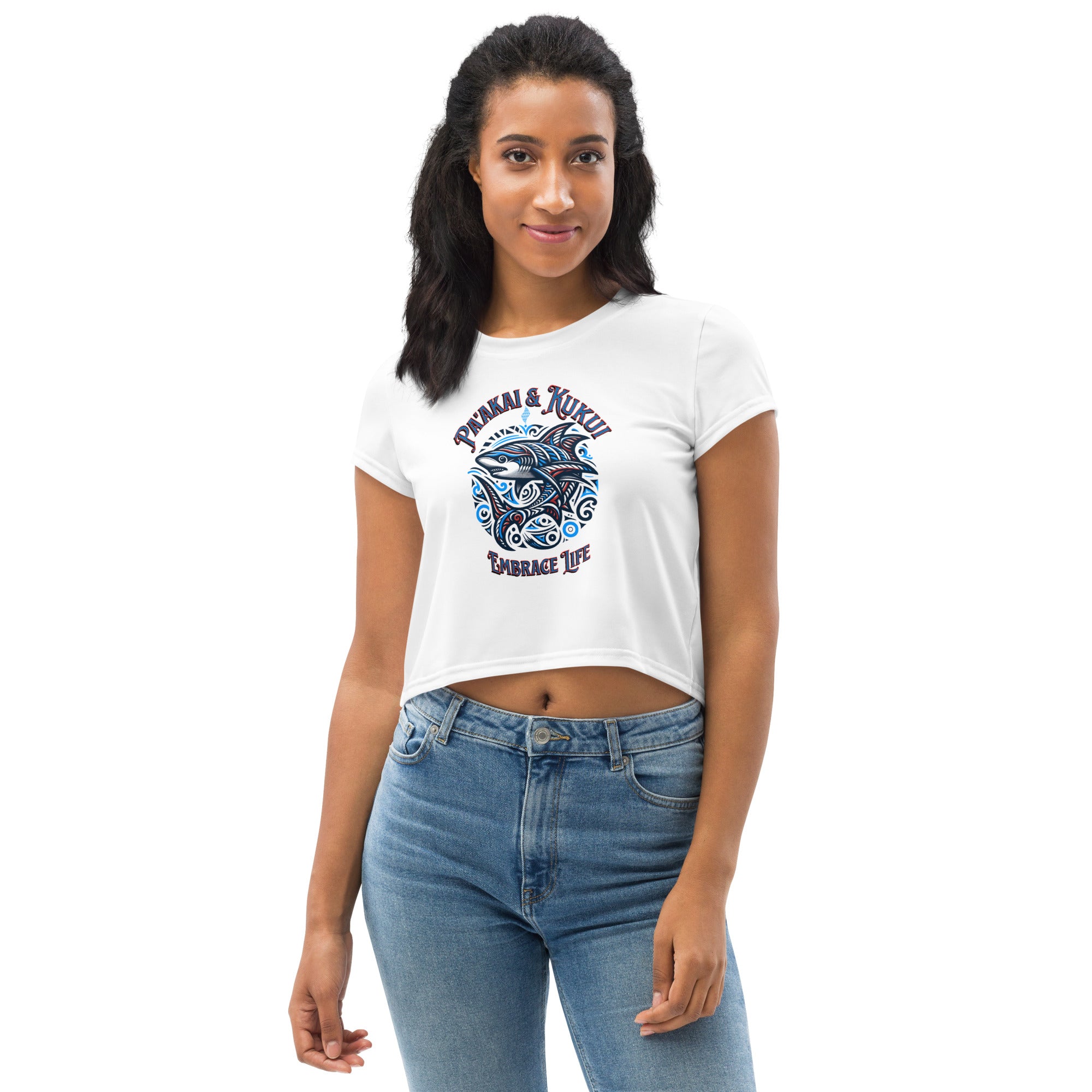 Tribal Shark Crop Top Tee Crop Top Pa'akai & Kukui XS