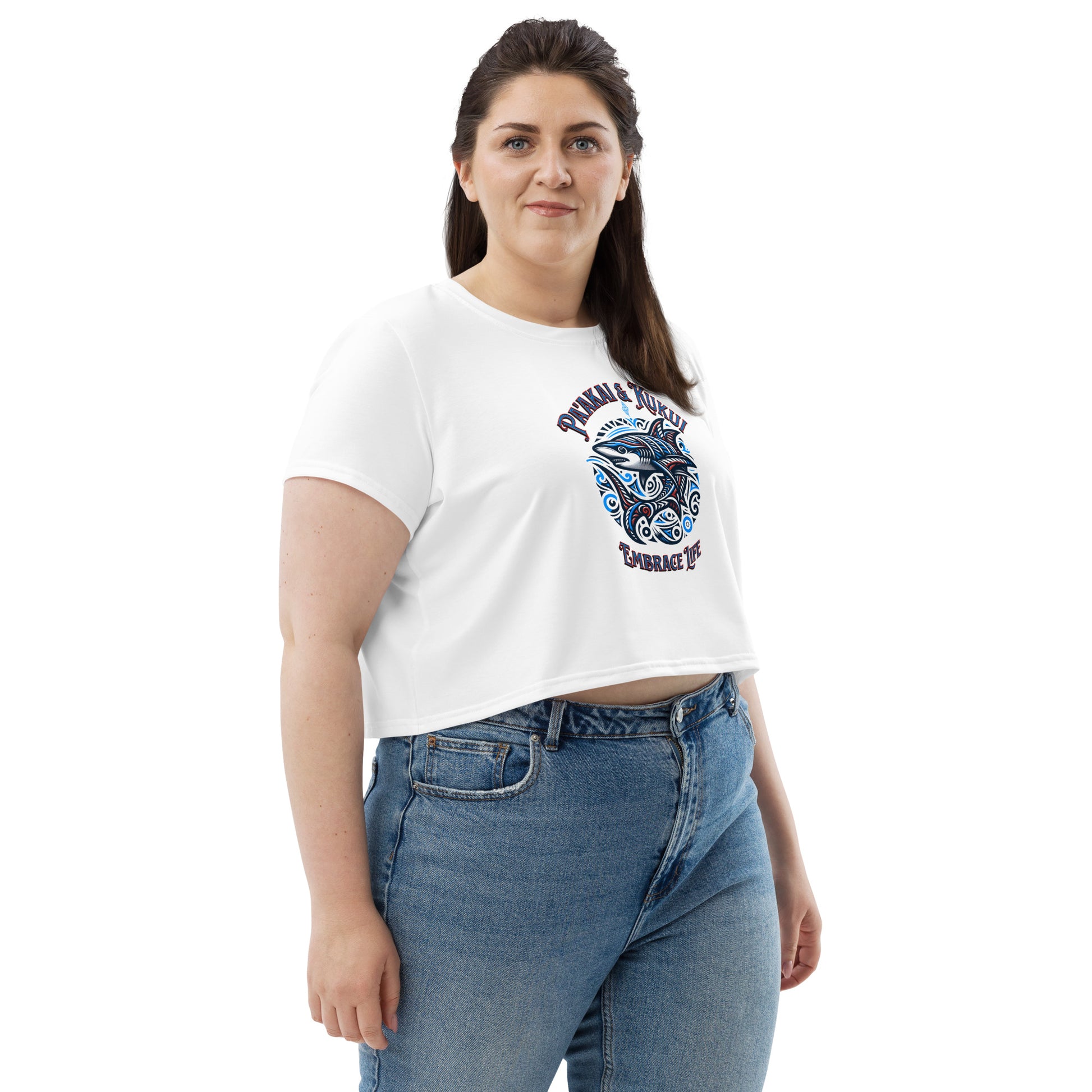 Tribal Shark Crop Top Tee Crop Top Pa'akai & Kukui