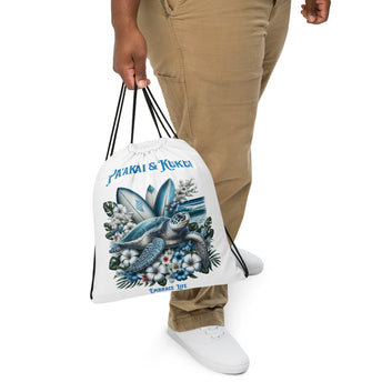 Blue Sea Turtle Drawstring bag