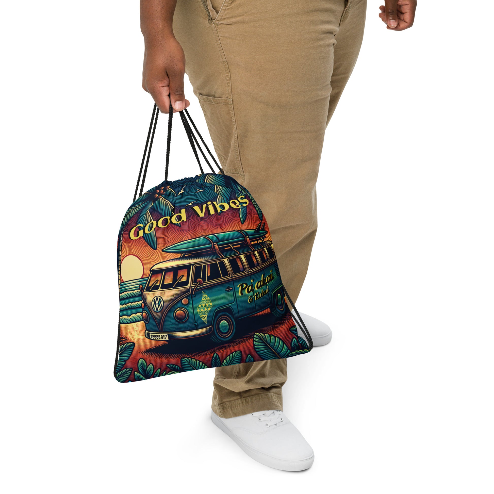 VW Good Vibes Drawstring bag Drawstring Bag Pa'akai & Kukui