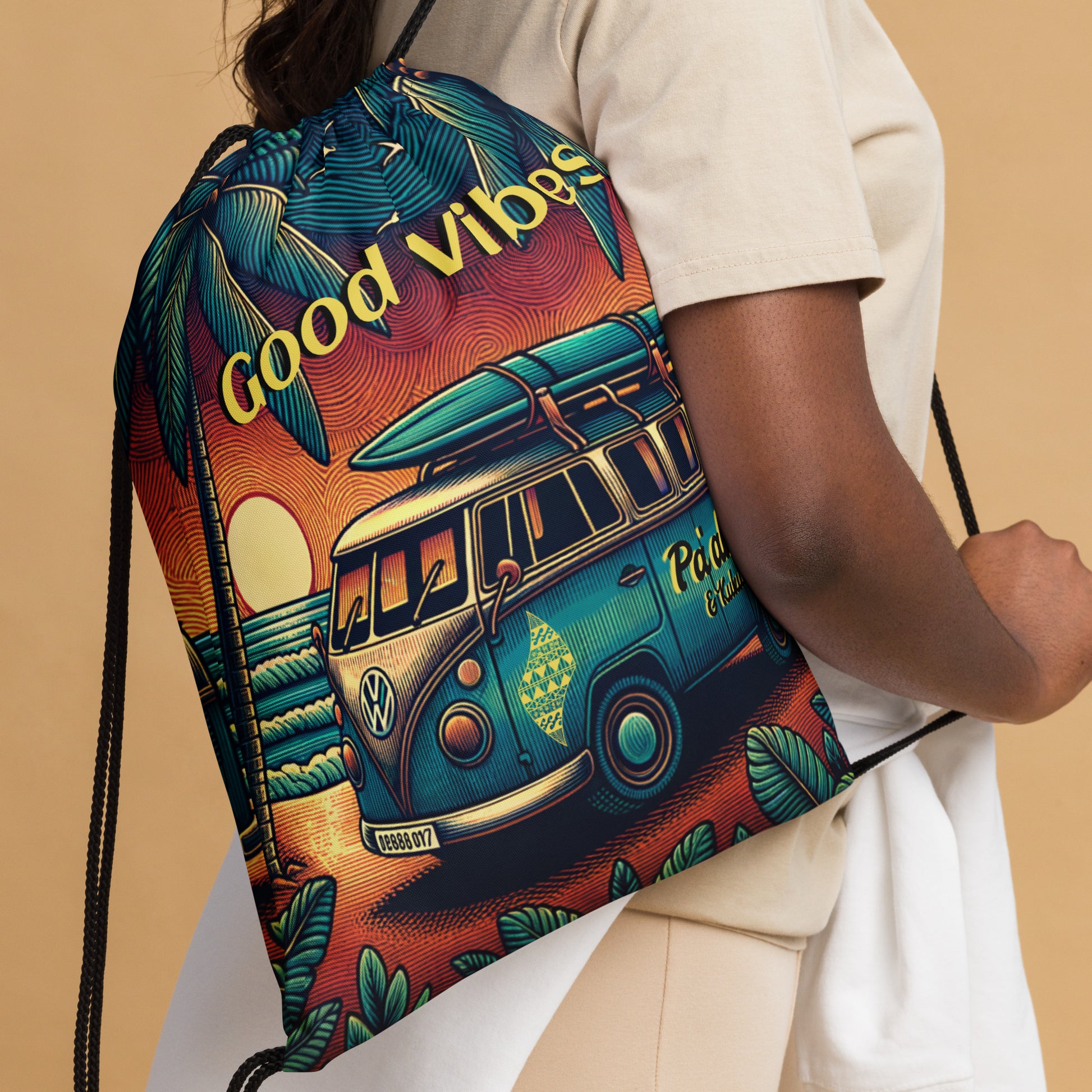 VW Good Vibes Drawstring bag Drawstring Bag Pa'akai & Kukui