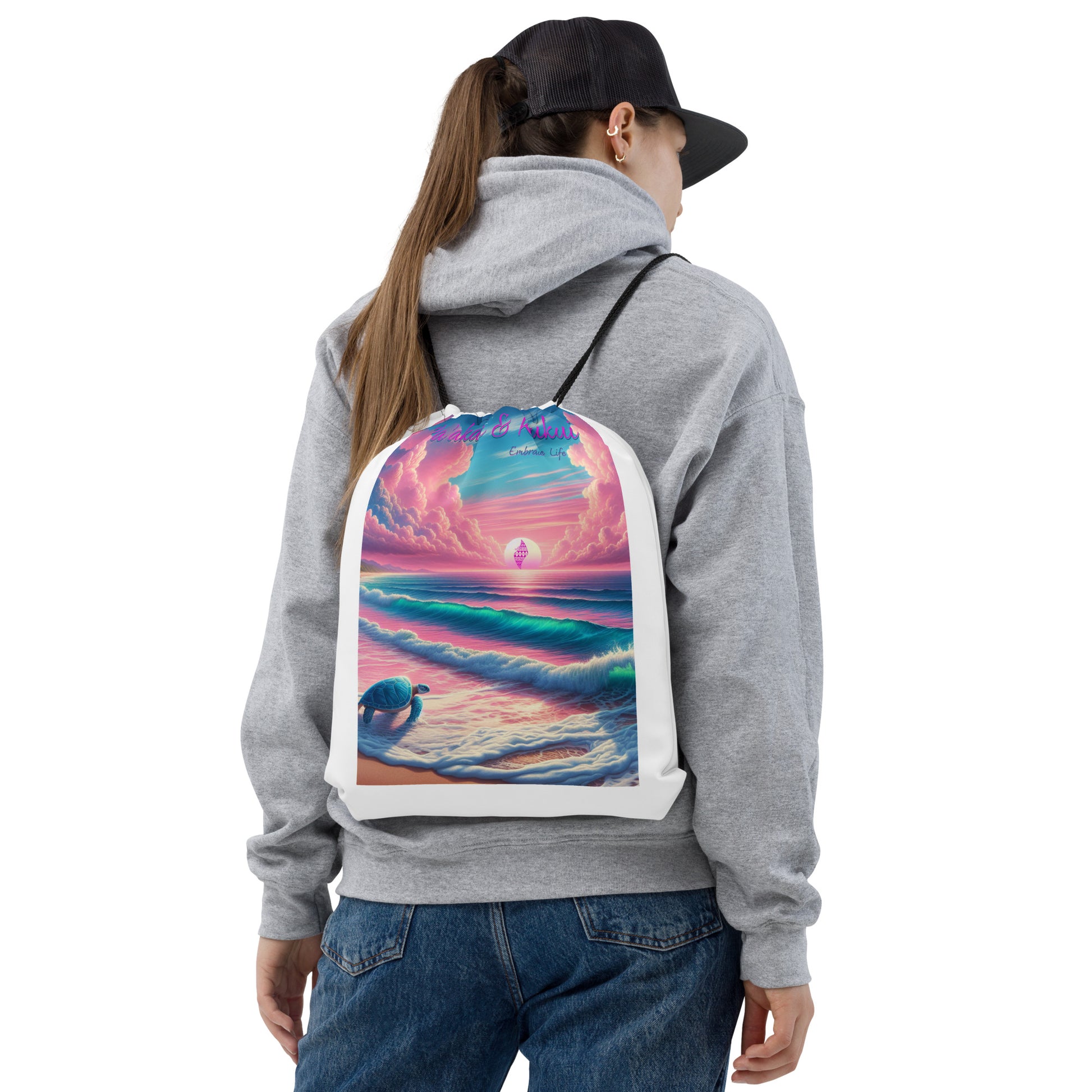 Pink Sunset Drawstring bag Drawstring Bag Pa'akai & Kukui Default Title