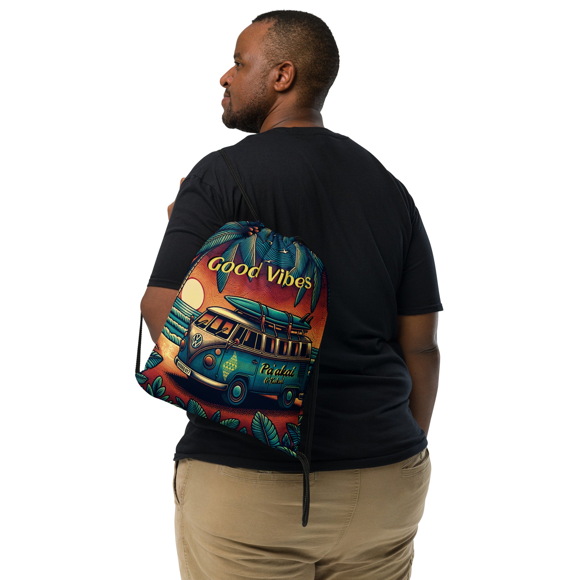 VW Good Vibes Drawstring bag Drawstring Bag Pa'akai & Kukui