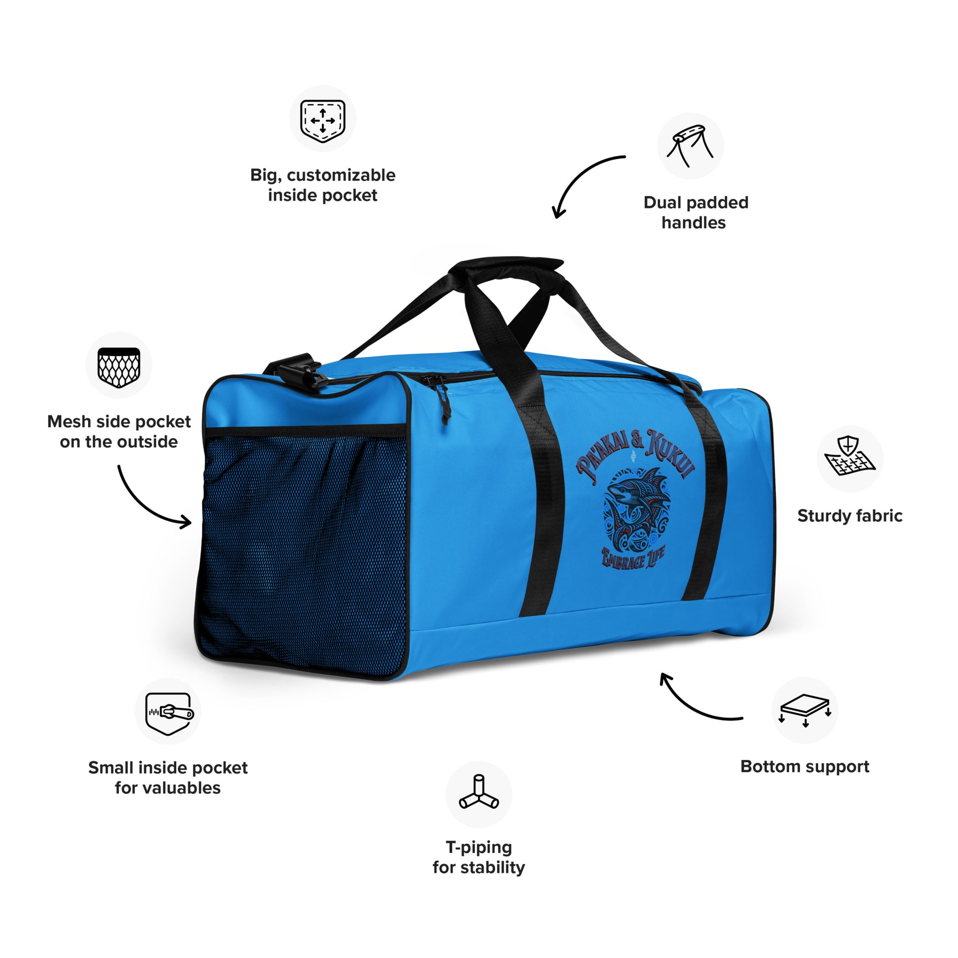 Tribal Shark Duffle bag Gym Bag Pa'akai & Kukui