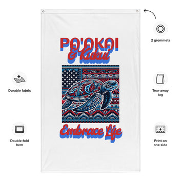 Patriotic Tribal Sea Turtle Flag Flag Pa'akai & Kukui