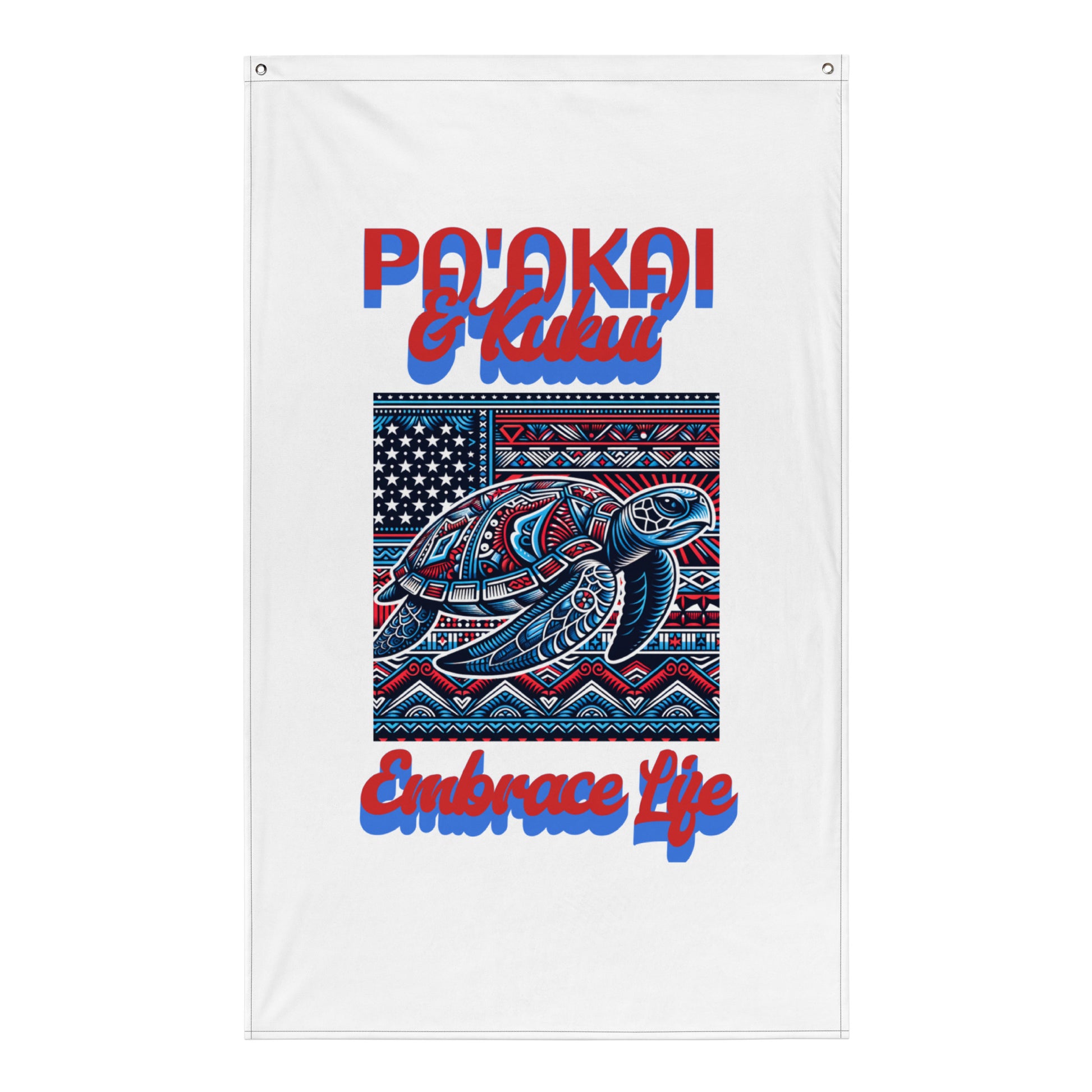 Patriotic Tribal Sea Turtle Flag Flag Pa'akai & Kukui