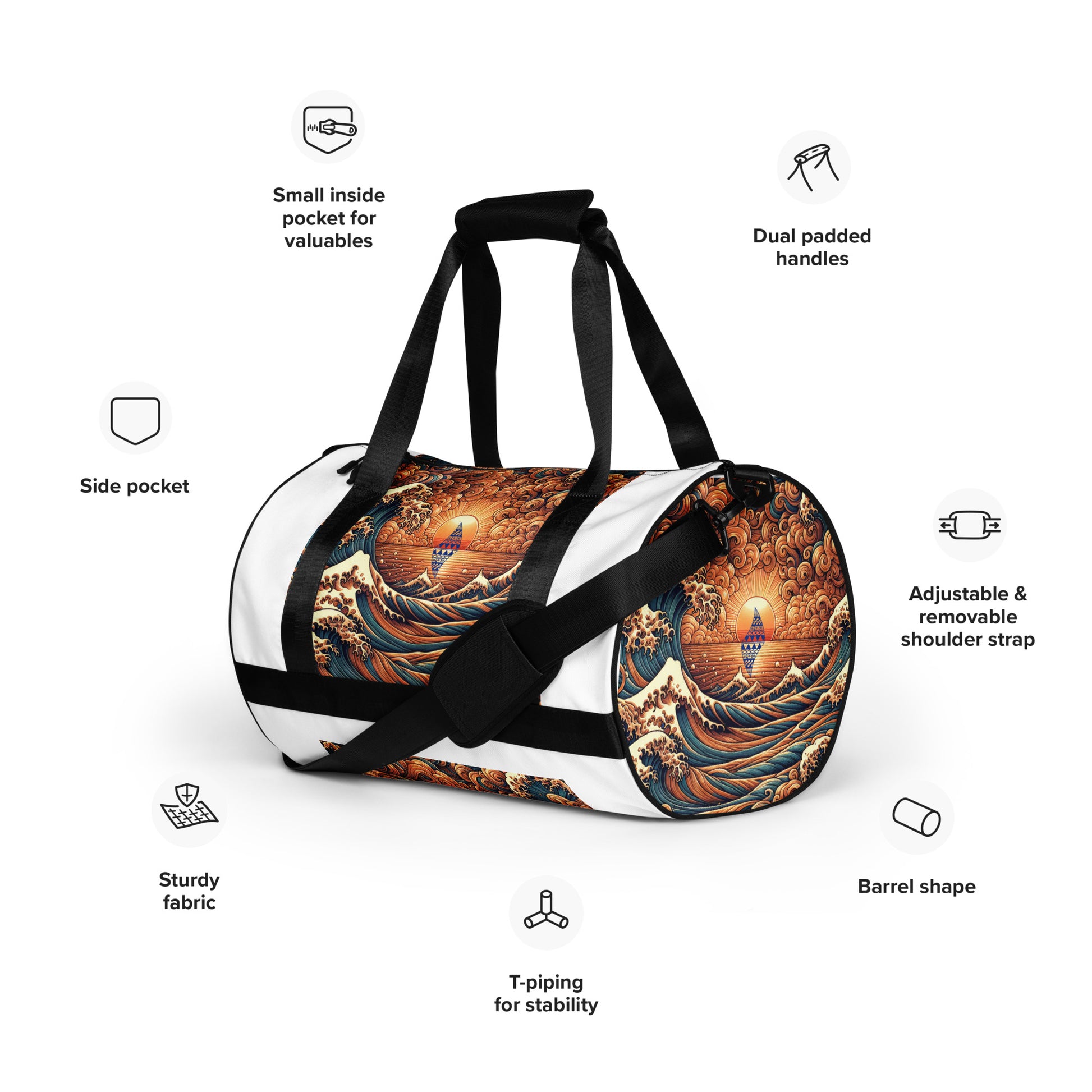 Japanese Wave Art Gym Bag Gym Bag Pa'akai & Kukui
