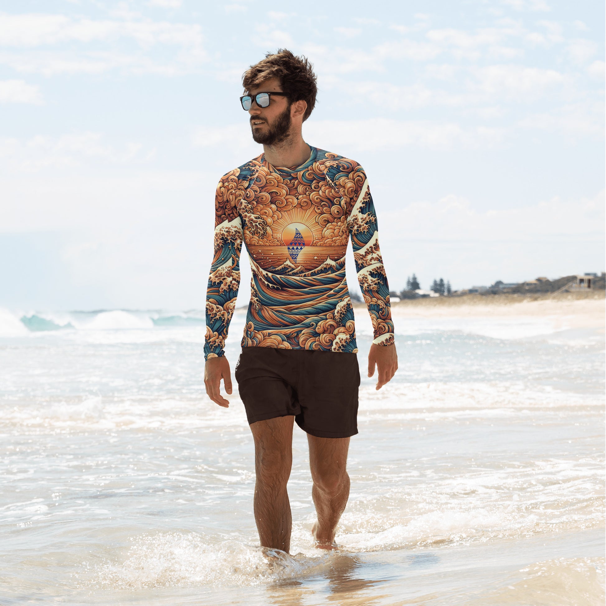 Japanese Wave Art / Men's Rash Guard Rash Guard Pa'akai & Kukui