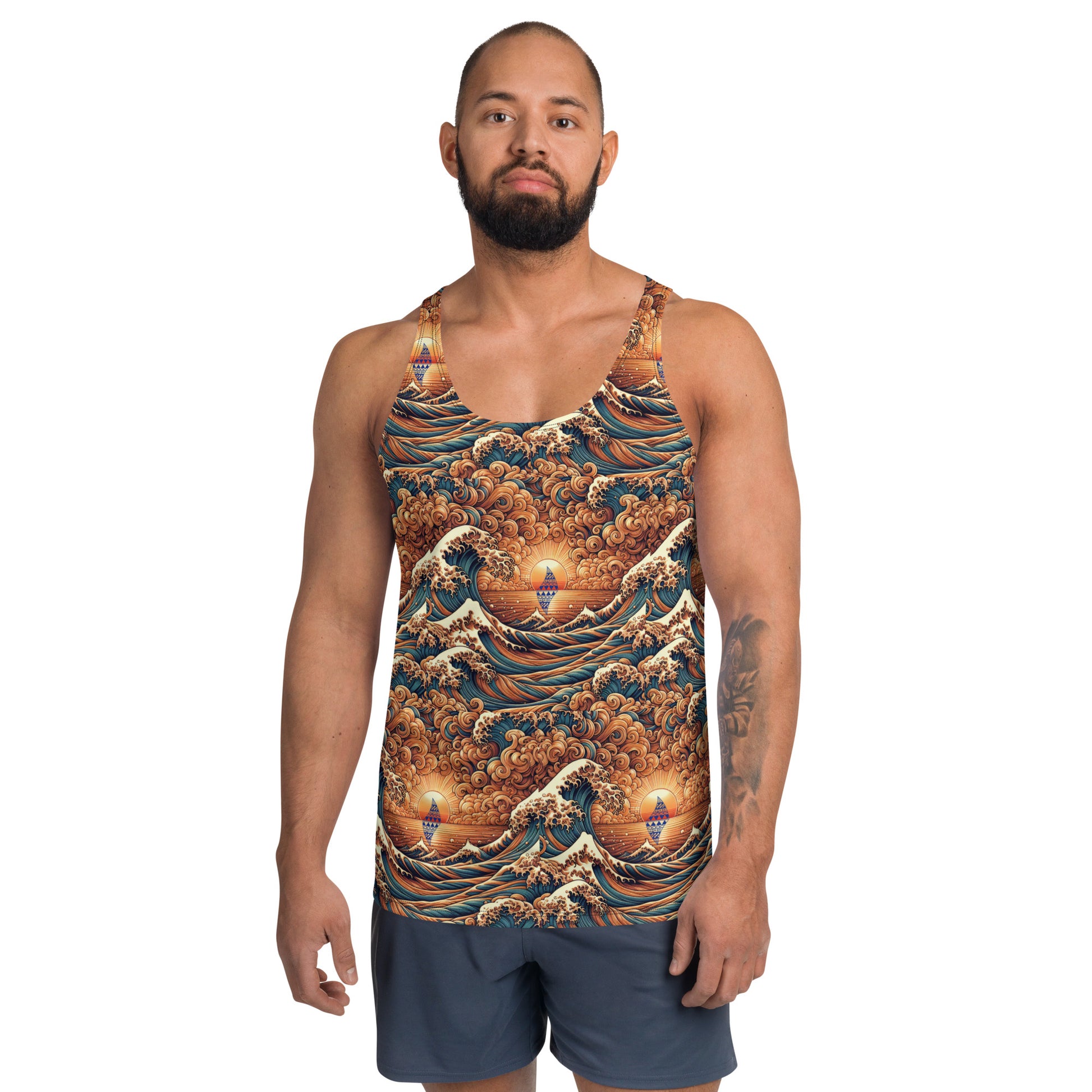 Japanese Wave Art Tank Top Tank Top Pa'akai & Kukui