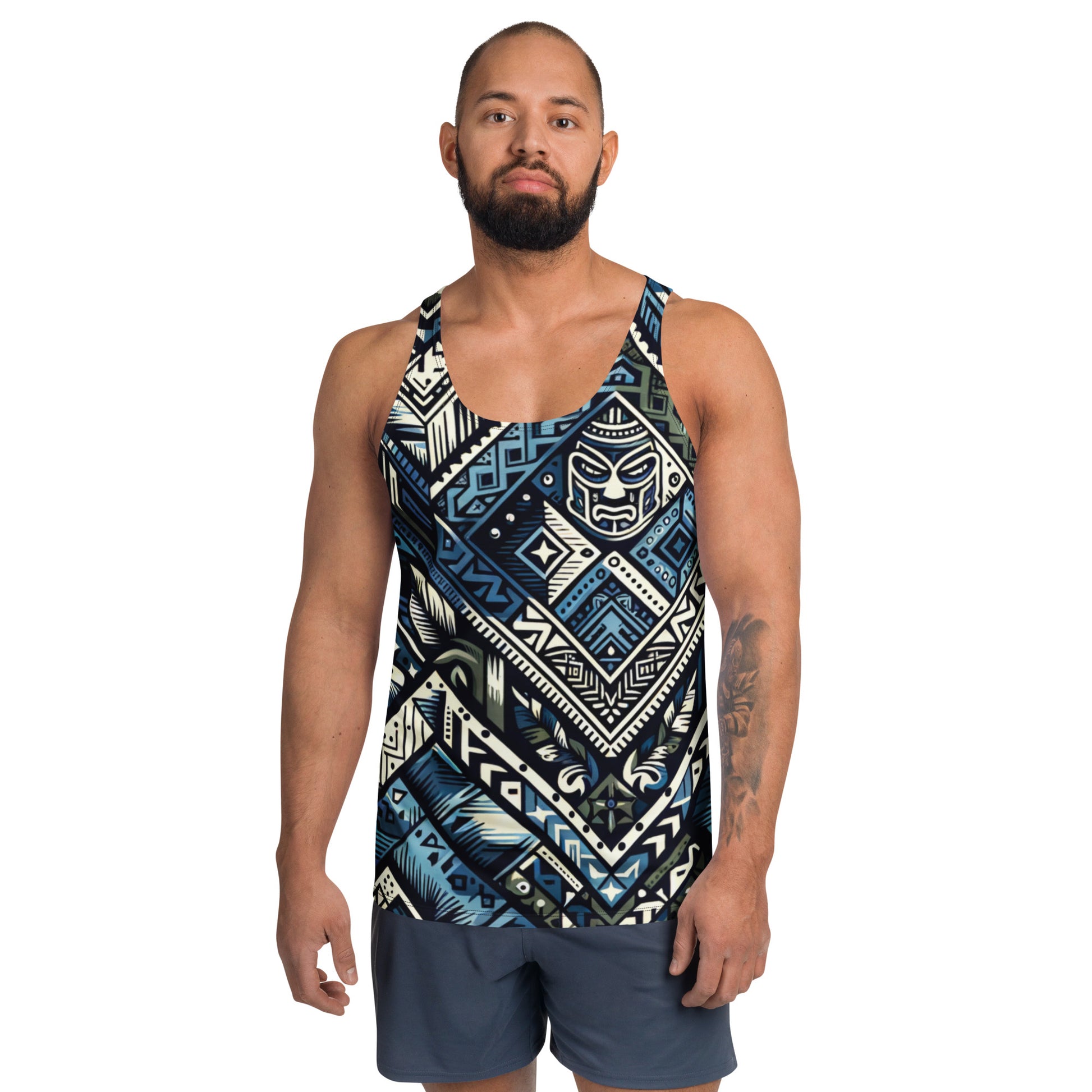 Koa Camo Tribal Blue Tank Top Tank Top Pa'akai & Kukui