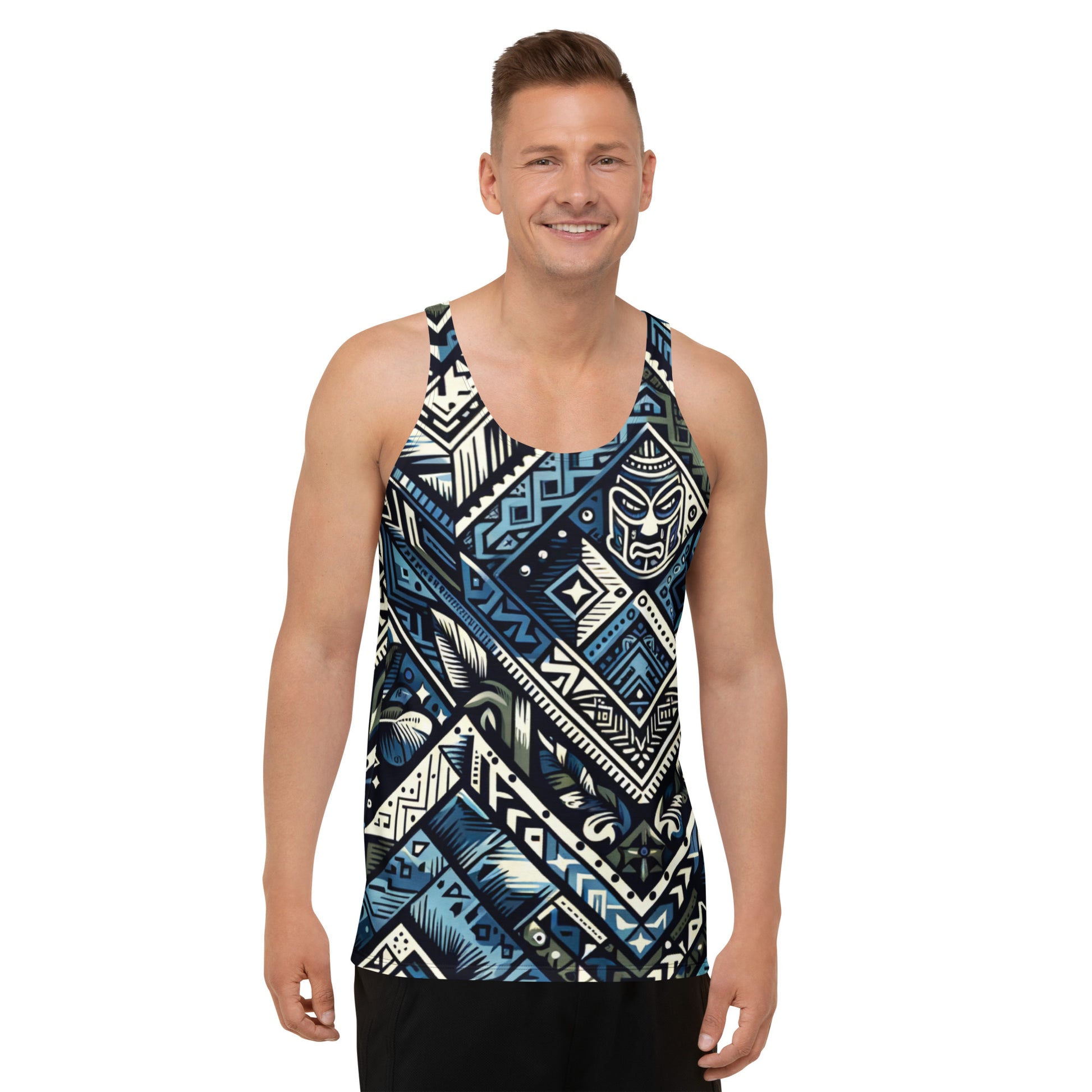 Koa Camo Tribal Blue Tank Top Tank Top Pa'akai & Kukui