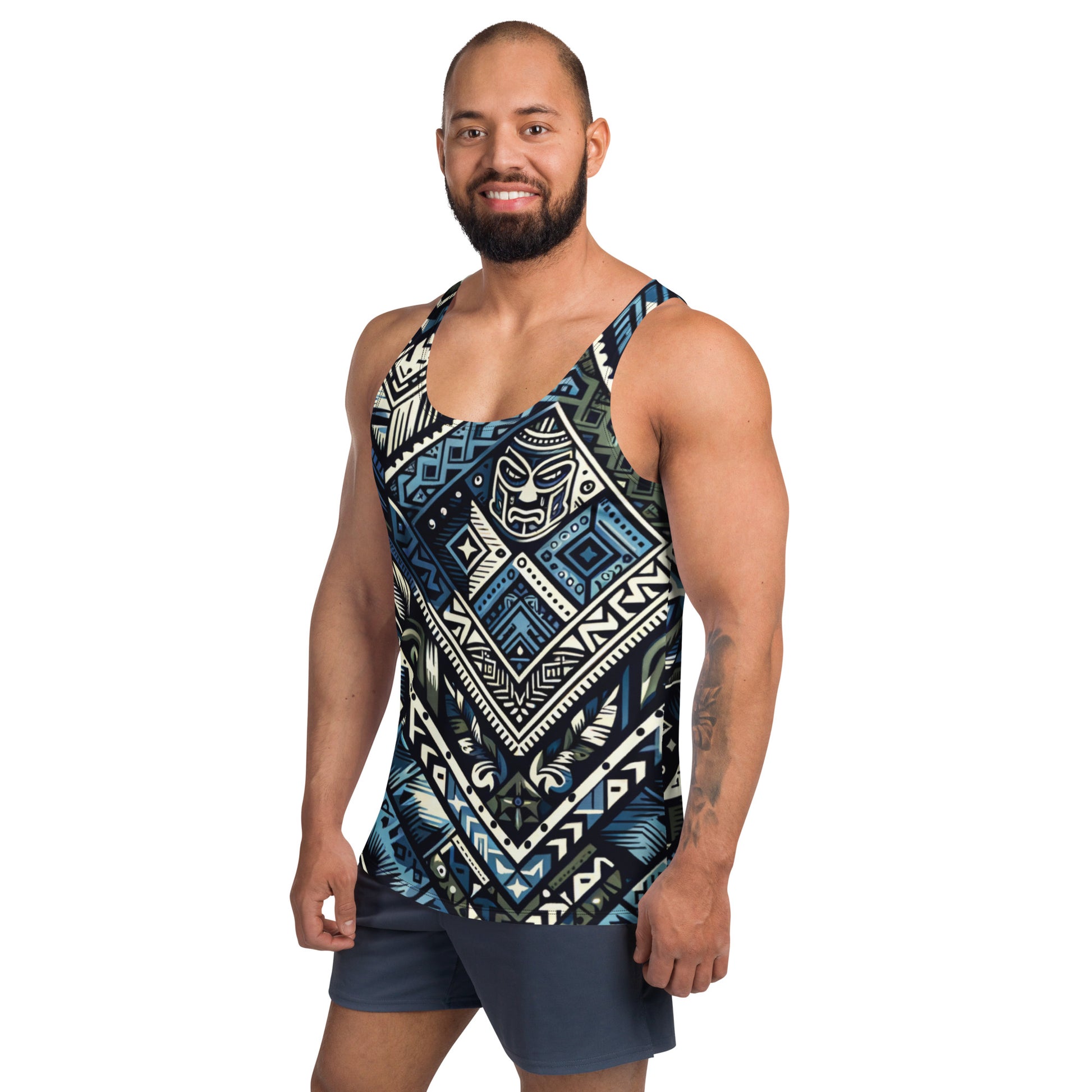 Koa Camo Tribal Blue Tank Top Tank Top Pa'akai & Kukui