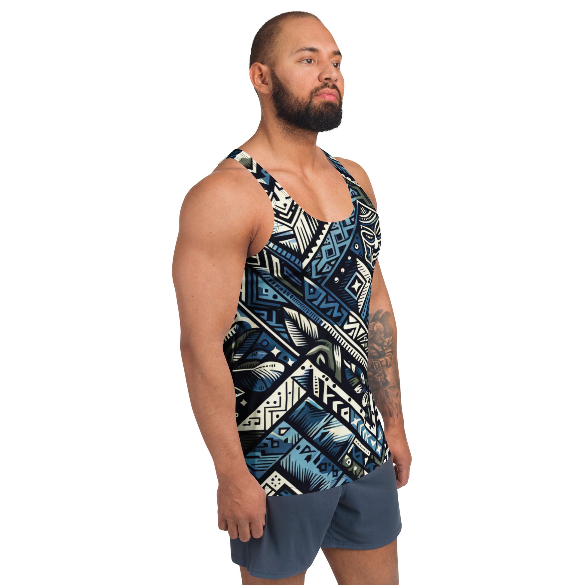 Koa Camo Tribal Blue Tank Top Tank Top Pa'akai & Kukui