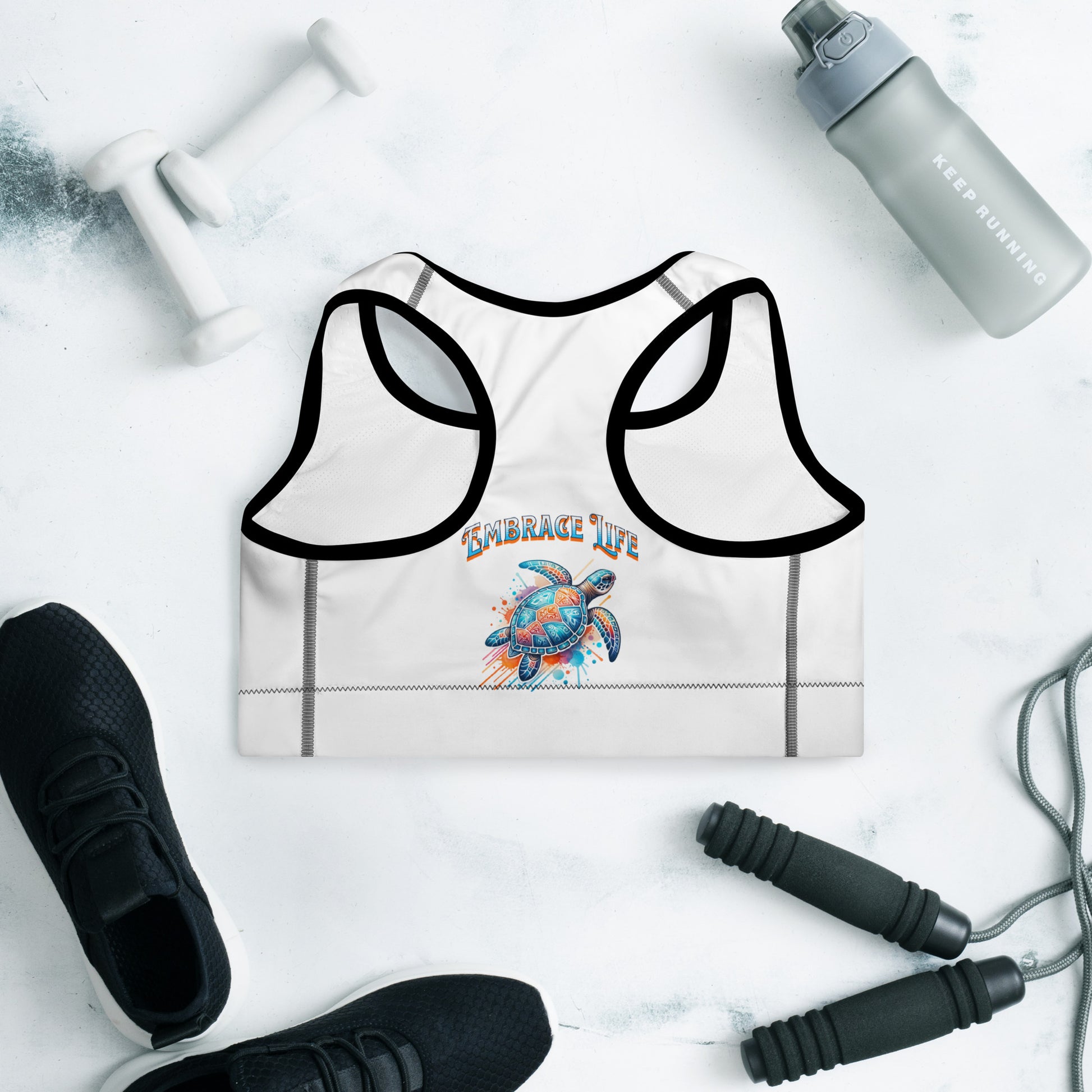 Tribal Sea Turtle Padded Sports Bra Sports Bra Pa'akai & Kukui