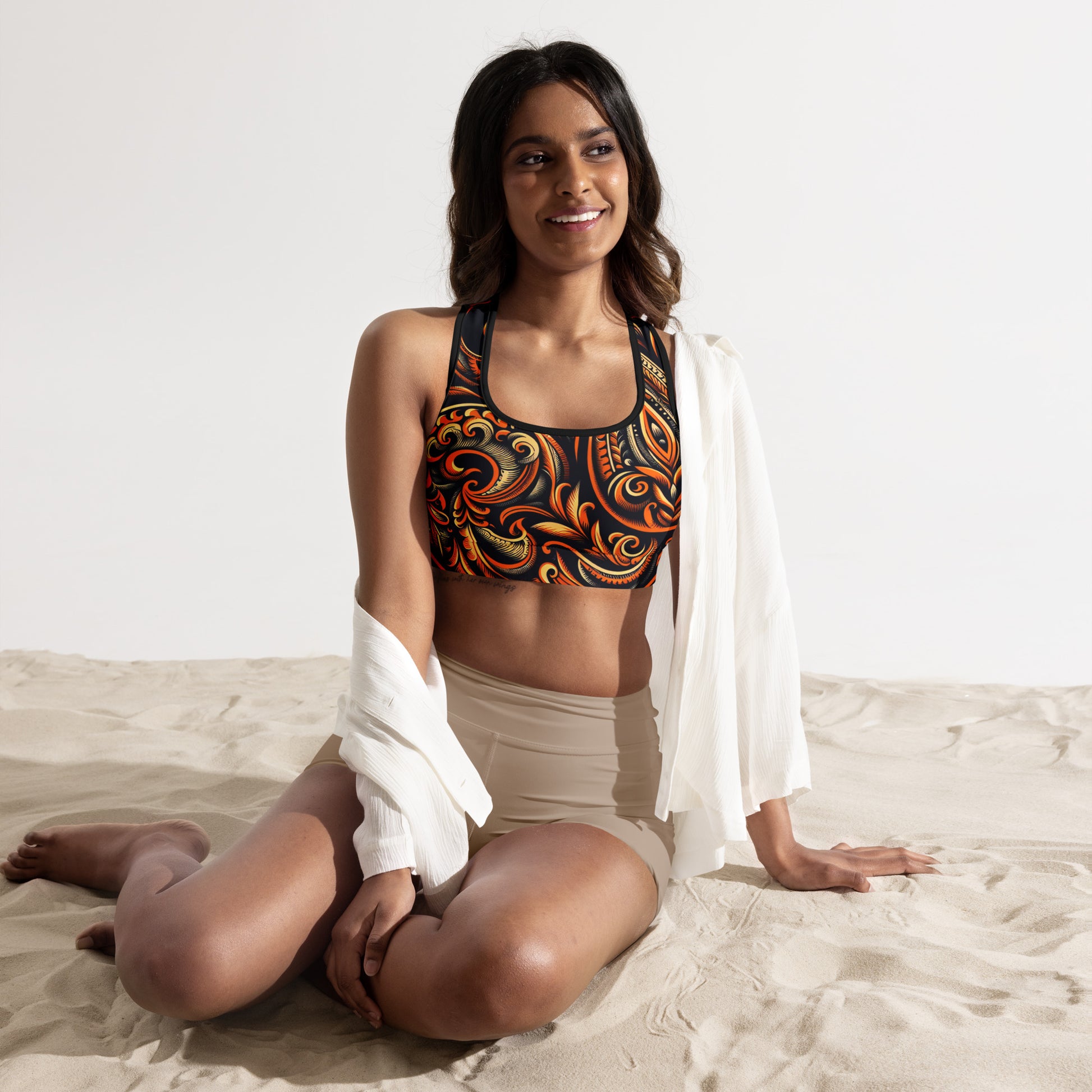 Laha'ole Pasley Padded Sports Bra Sports Bra Pa'akai & Kukui