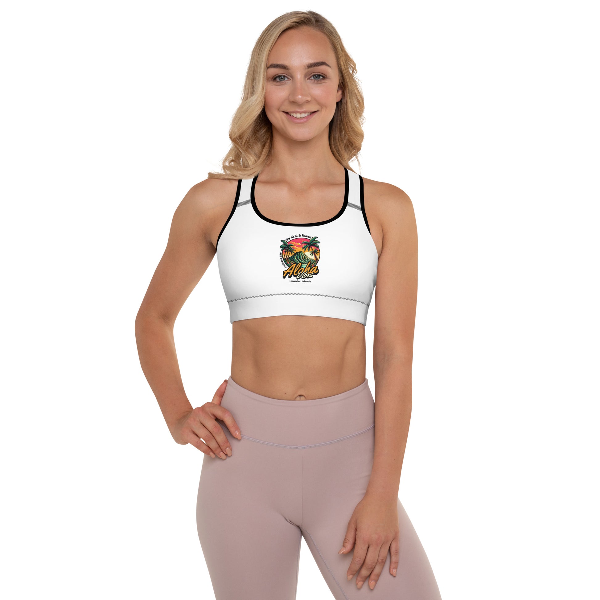 Aloha Vibes Padded Sports Bra Sports Bra Pa'akai & Kukui
