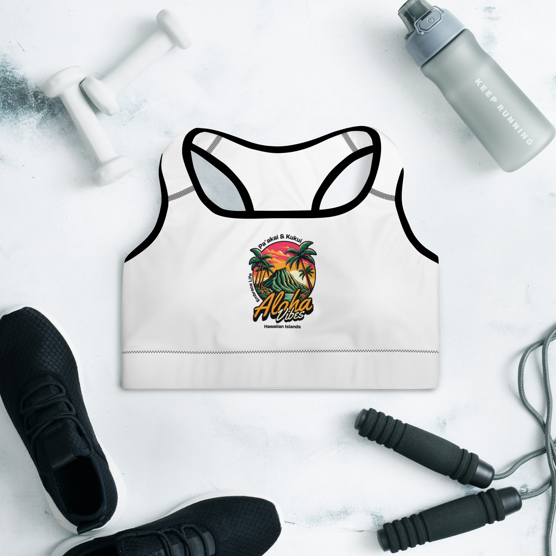 Aloha Vibes Padded Sports Bra Sports Bra Pa'akai & Kukui