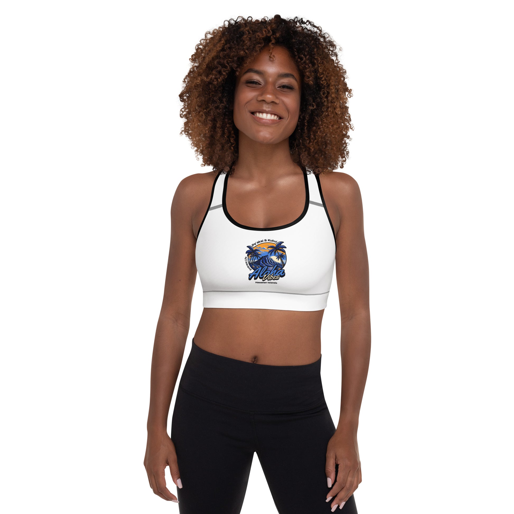 Aloha Vibes (Blue) Padded Sports Bra Sports Bra Pa'akai & Kukui