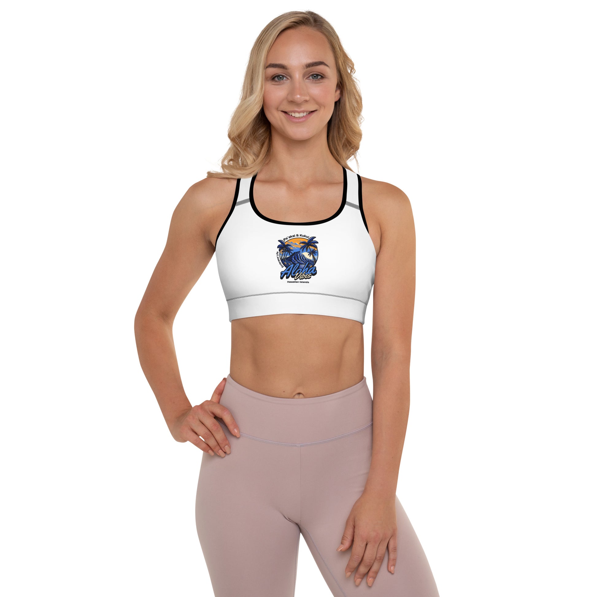 Aloha Vibes (Blue) Padded Sports Bra Sports Bra Pa'akai & Kukui