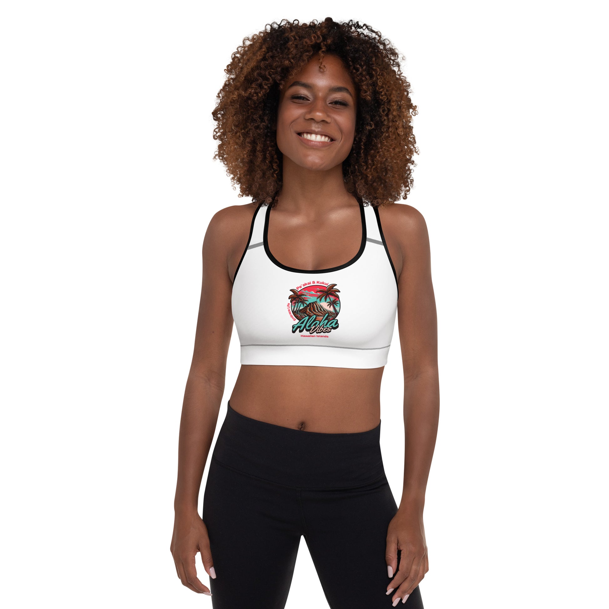 Aloha Vibes (Teal) Padded Sports Bra Sports Bra Pa'akai & Kukui
