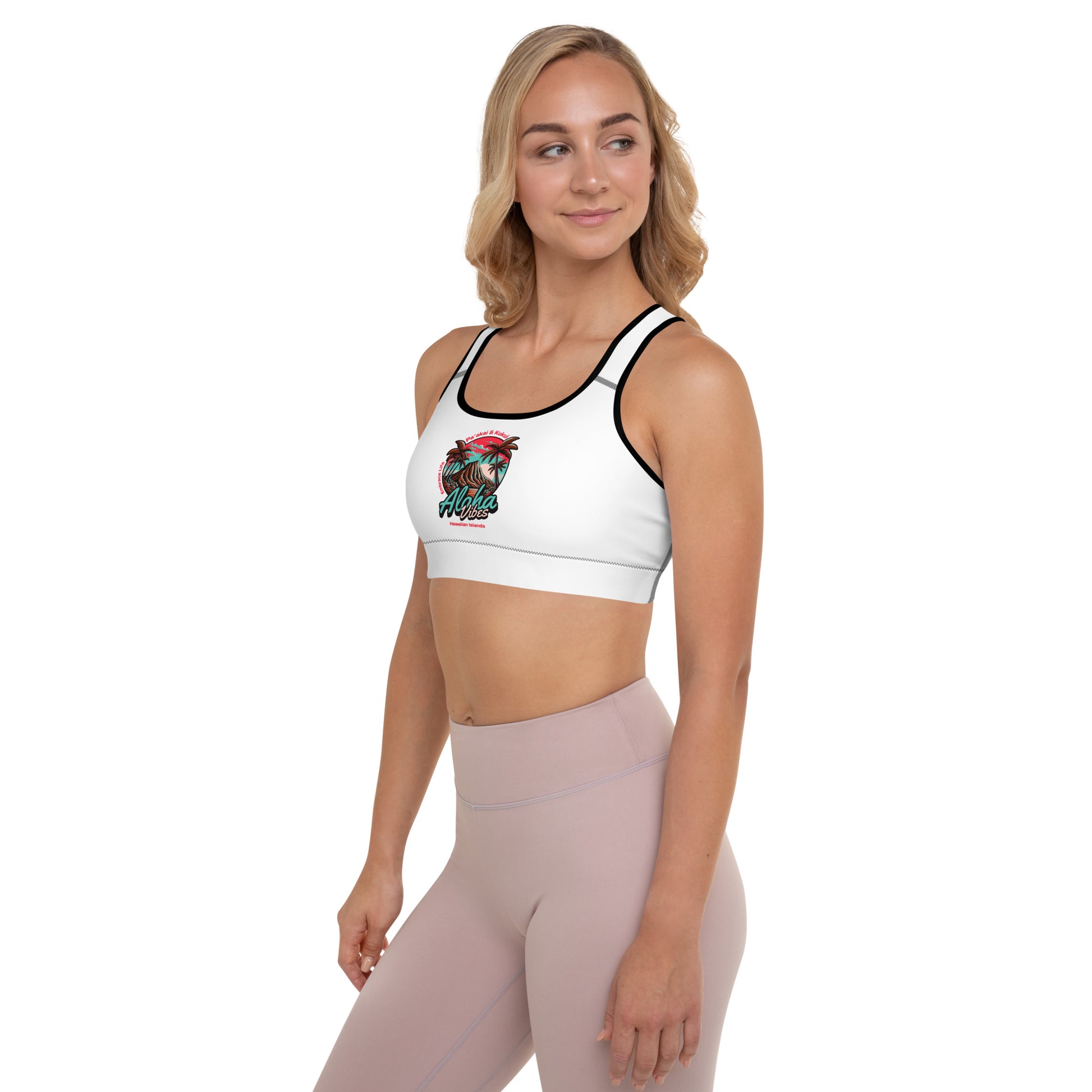 Aloha Vibes (Teal) Padded Sports Bra Sports Bra Pa'akai & Kukui