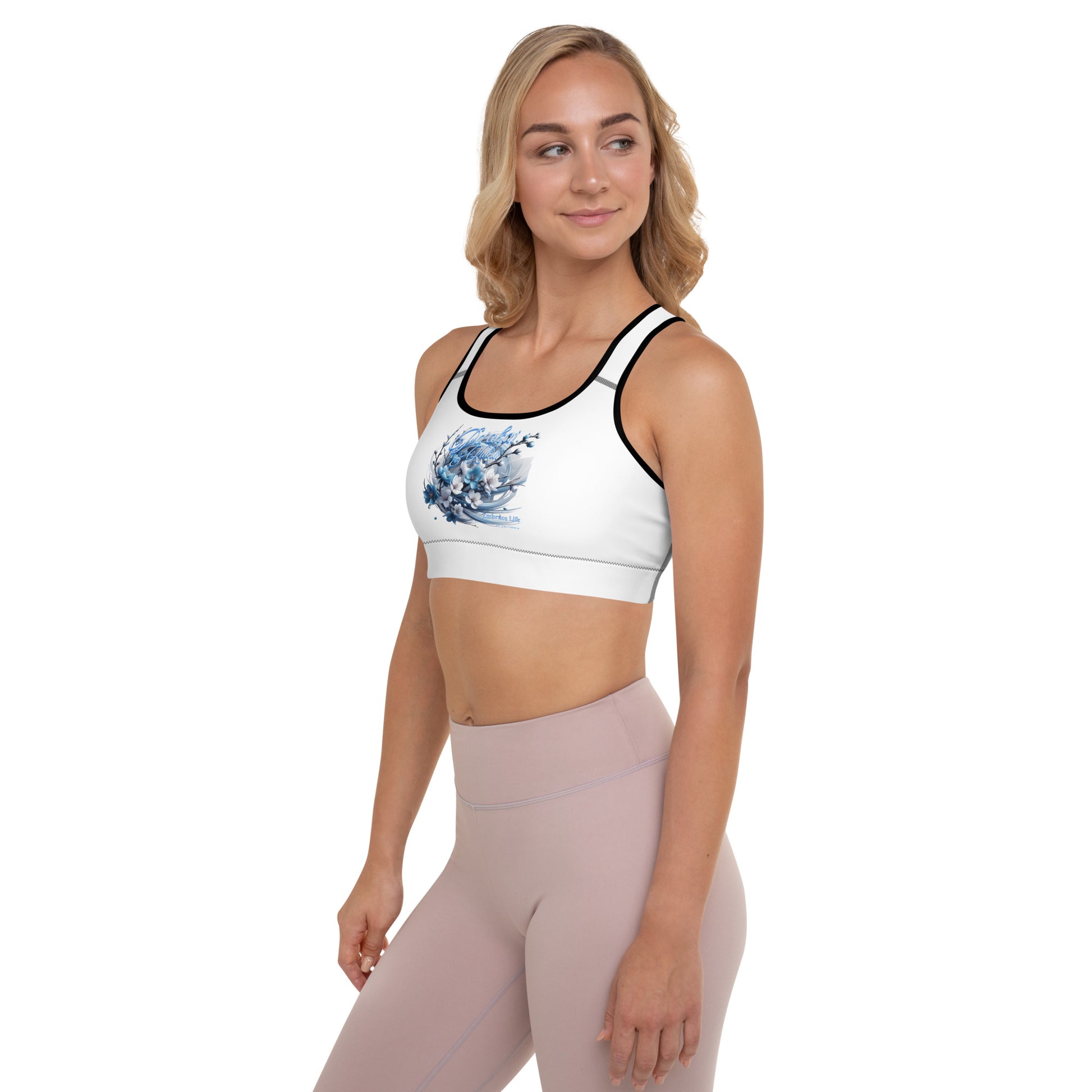Japanese Cherry Blossom Padded Sports Bra Sports Bra Pa'akai & Kukui