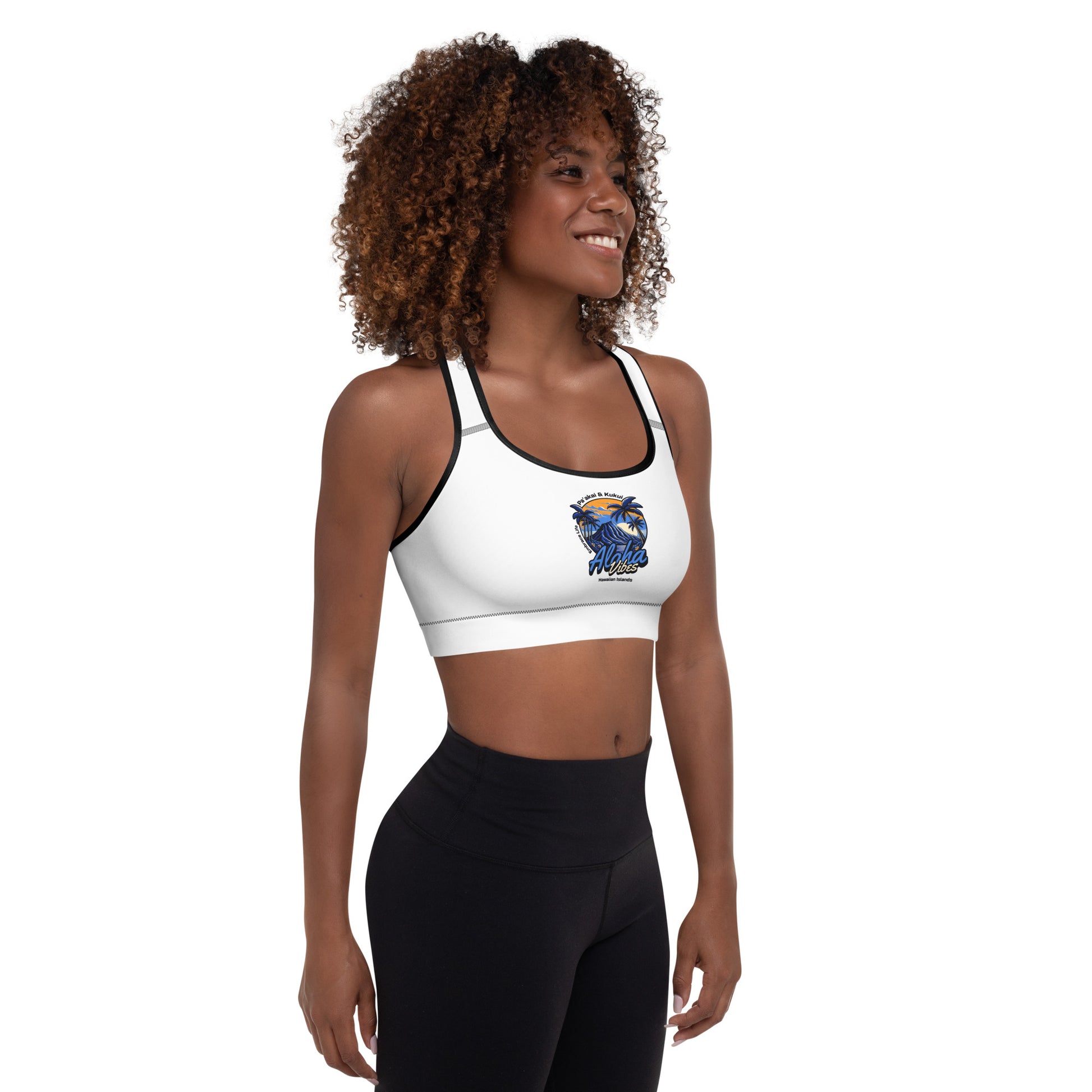 Aloha Vibes (Blue) Padded Sports Bra Sports Bra Pa'akai & Kukui