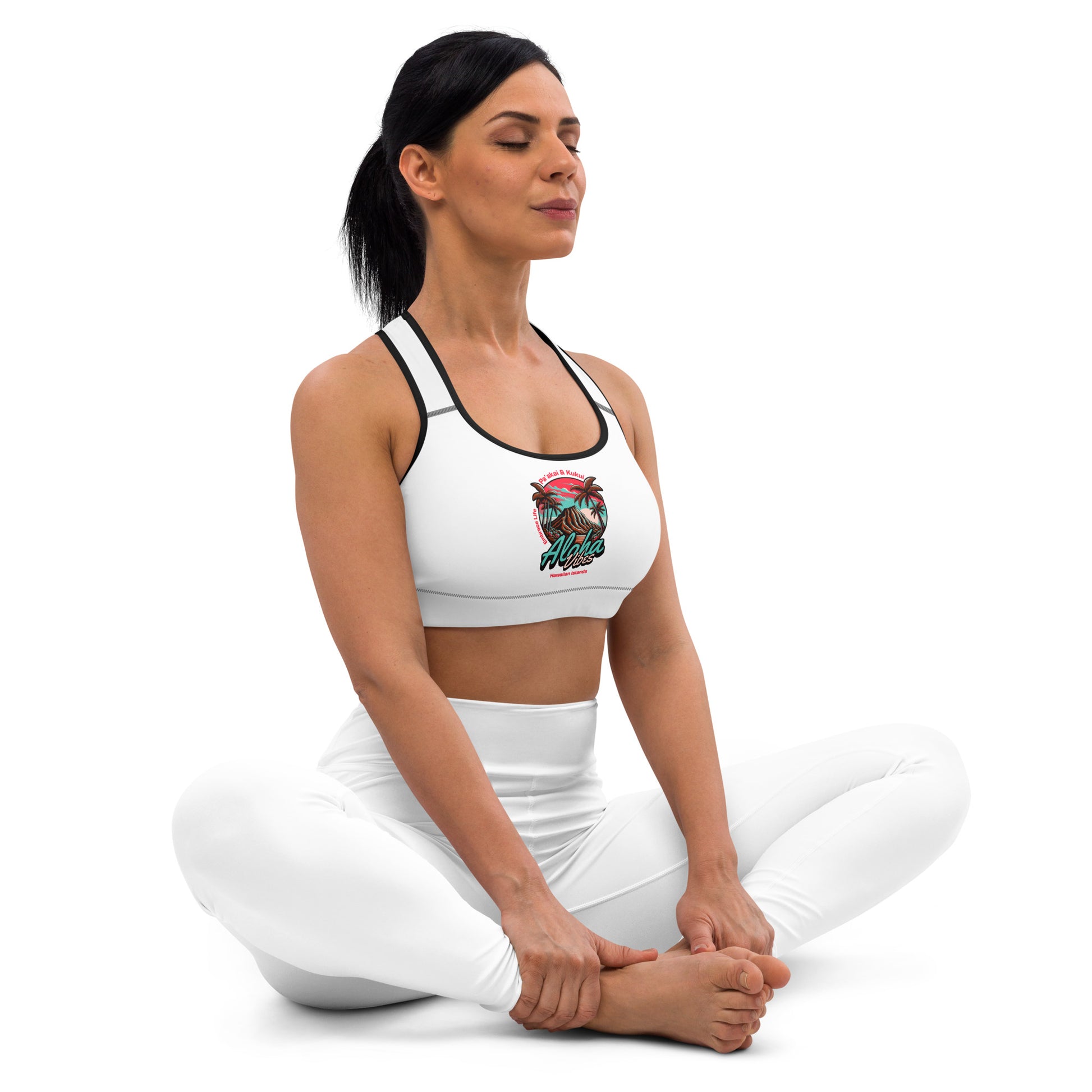 Aloha Vibes (Teal) Padded Sports Bra Sports Bra Pa'akai & Kukui