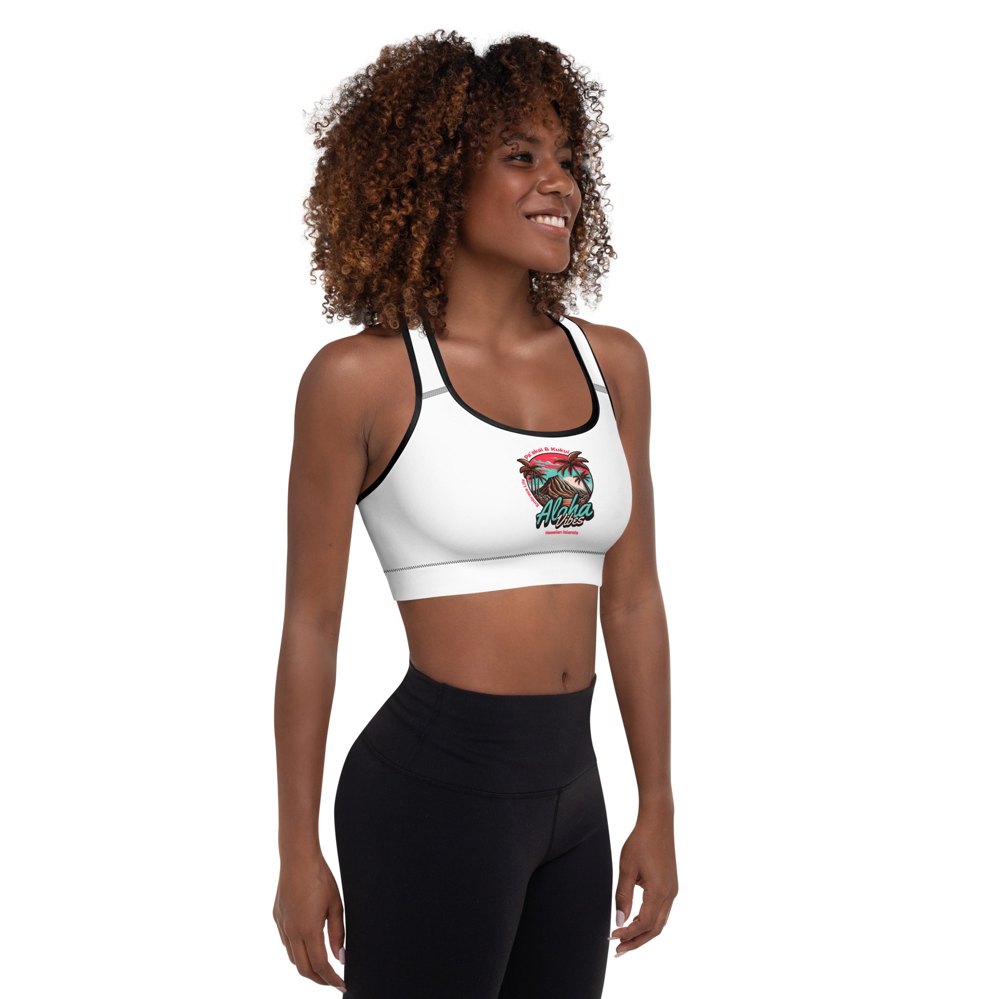Aloha Vibes (Teal) Padded Sports Bra Sports Bra Pa'akai & Kukui