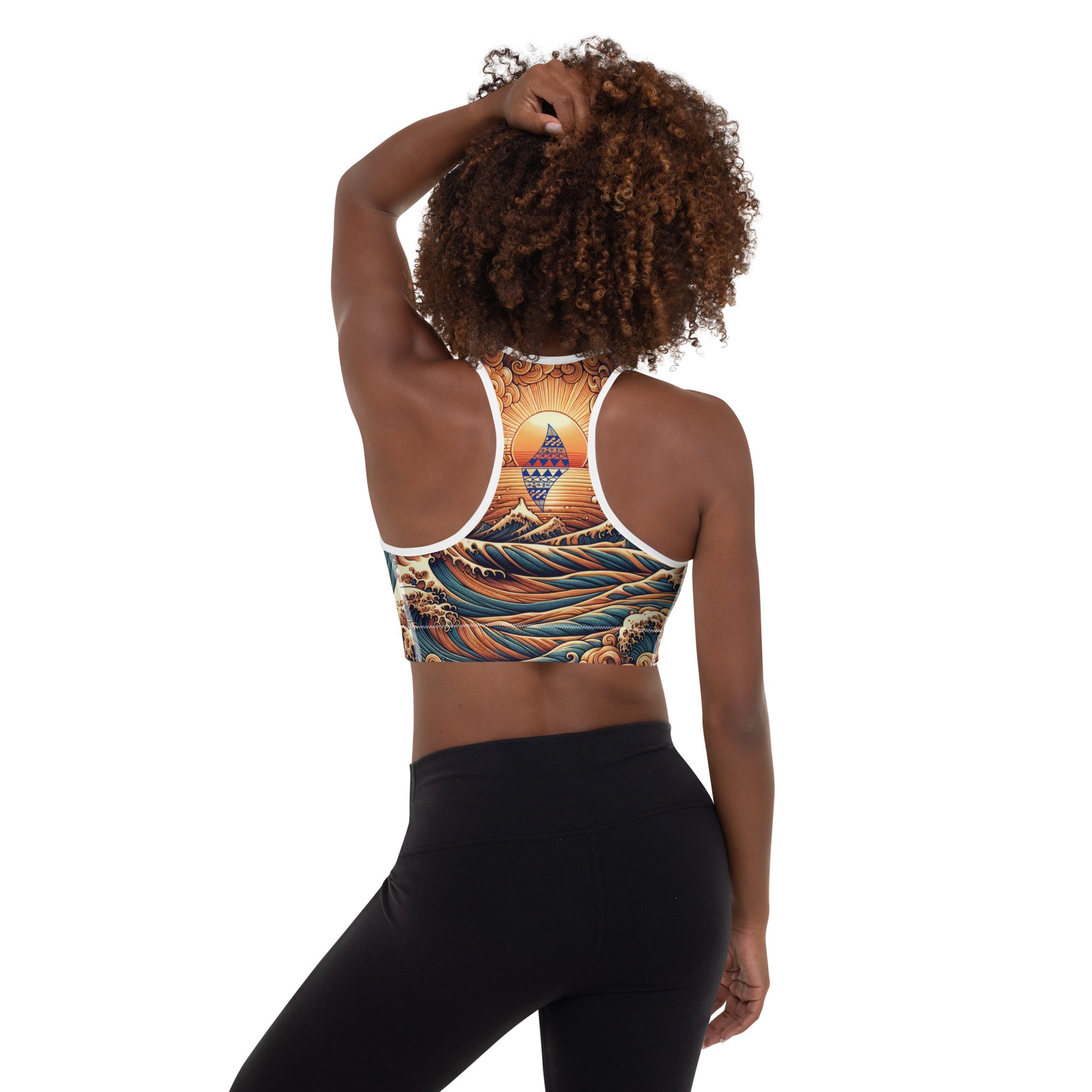 Japanese Wave Art Padded Sports Bra Sports Bra Pa'akai & Kukui