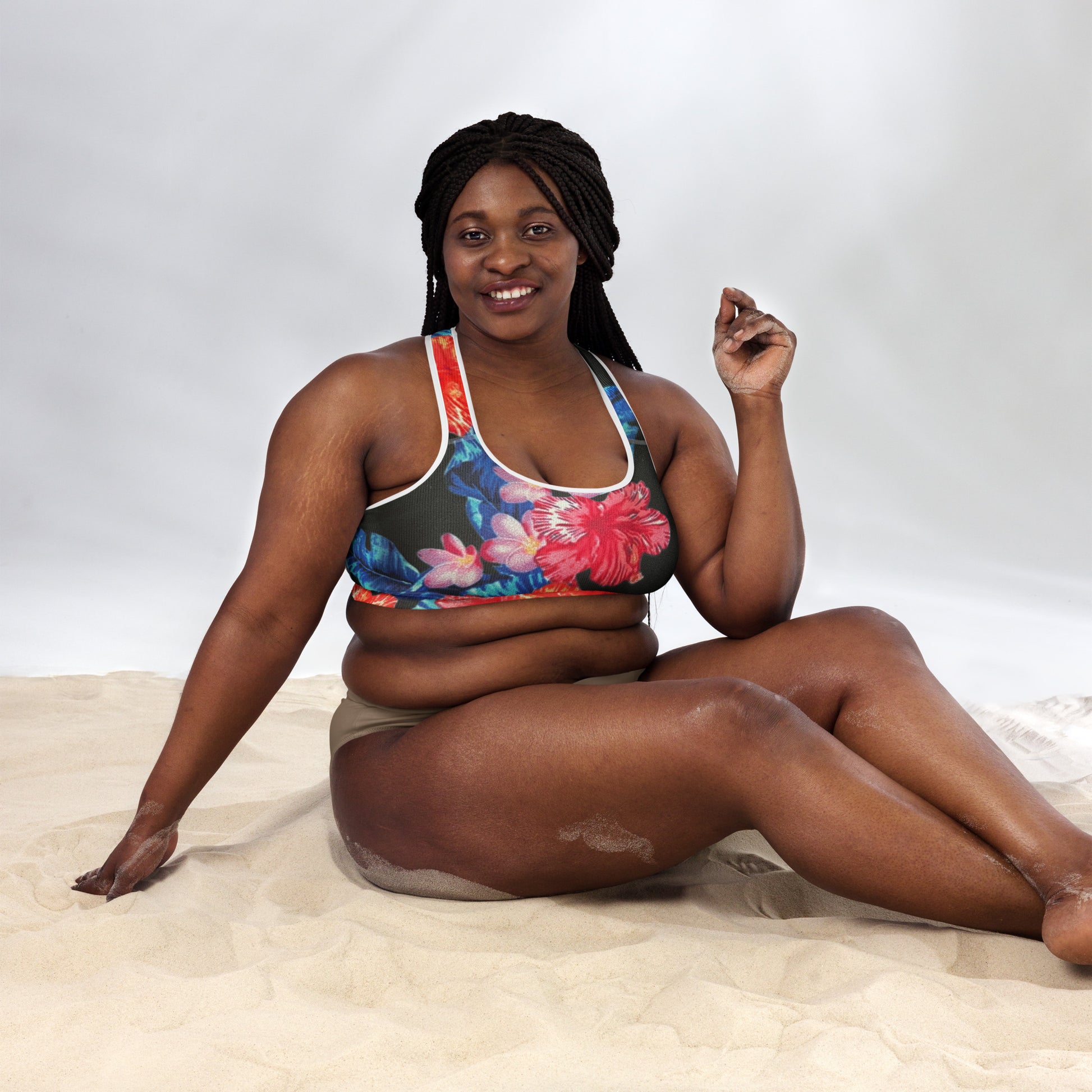 Ho'ōla (To Give Life, To Heal, To Revive) - Floral Padded Sports Bra Sports Bra Pa'akai & Kukui