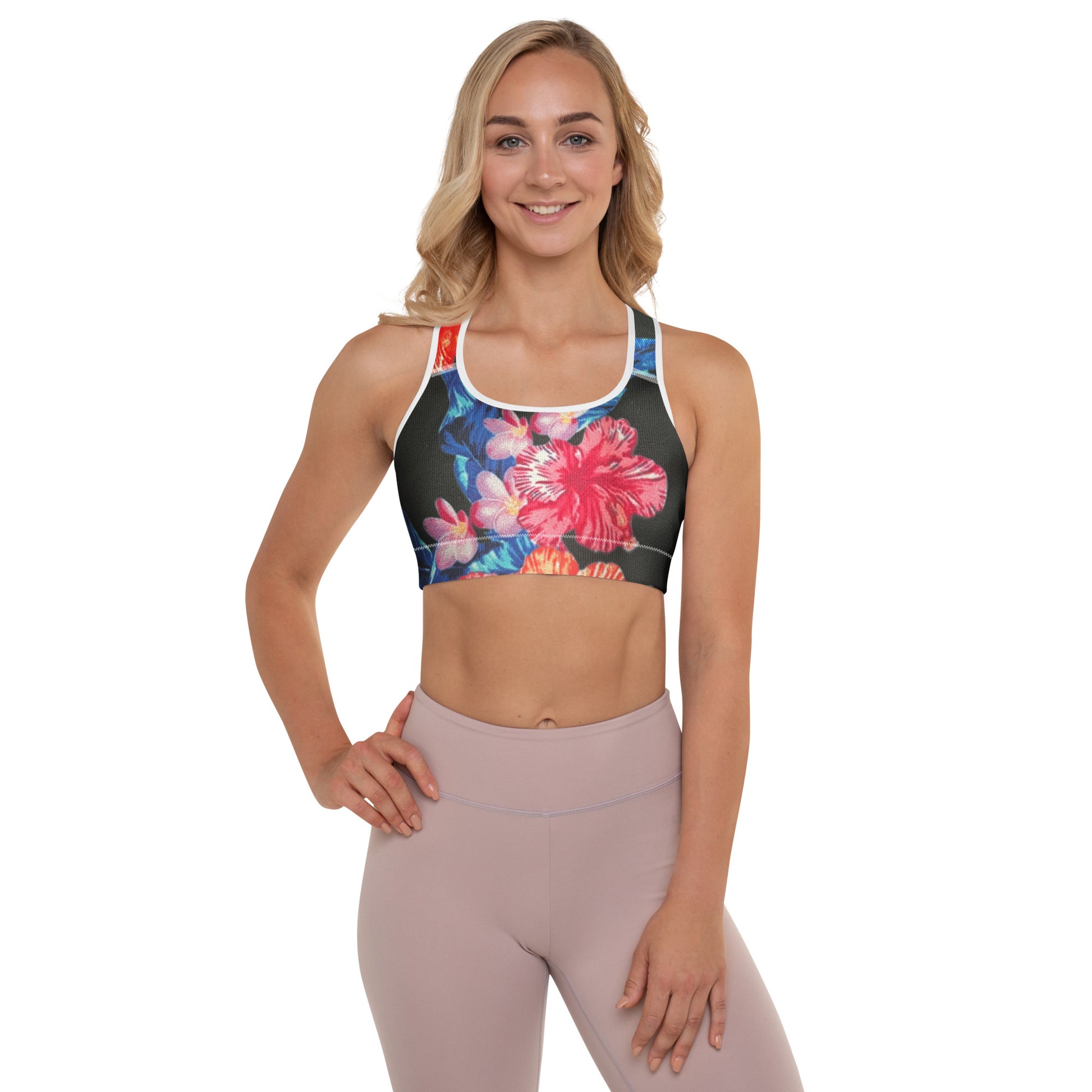 Ho'ōla (To Give Life, To Heal, To Revive) - Floral Padded Sports Bra Sports Bra Pa'akai & Kukui