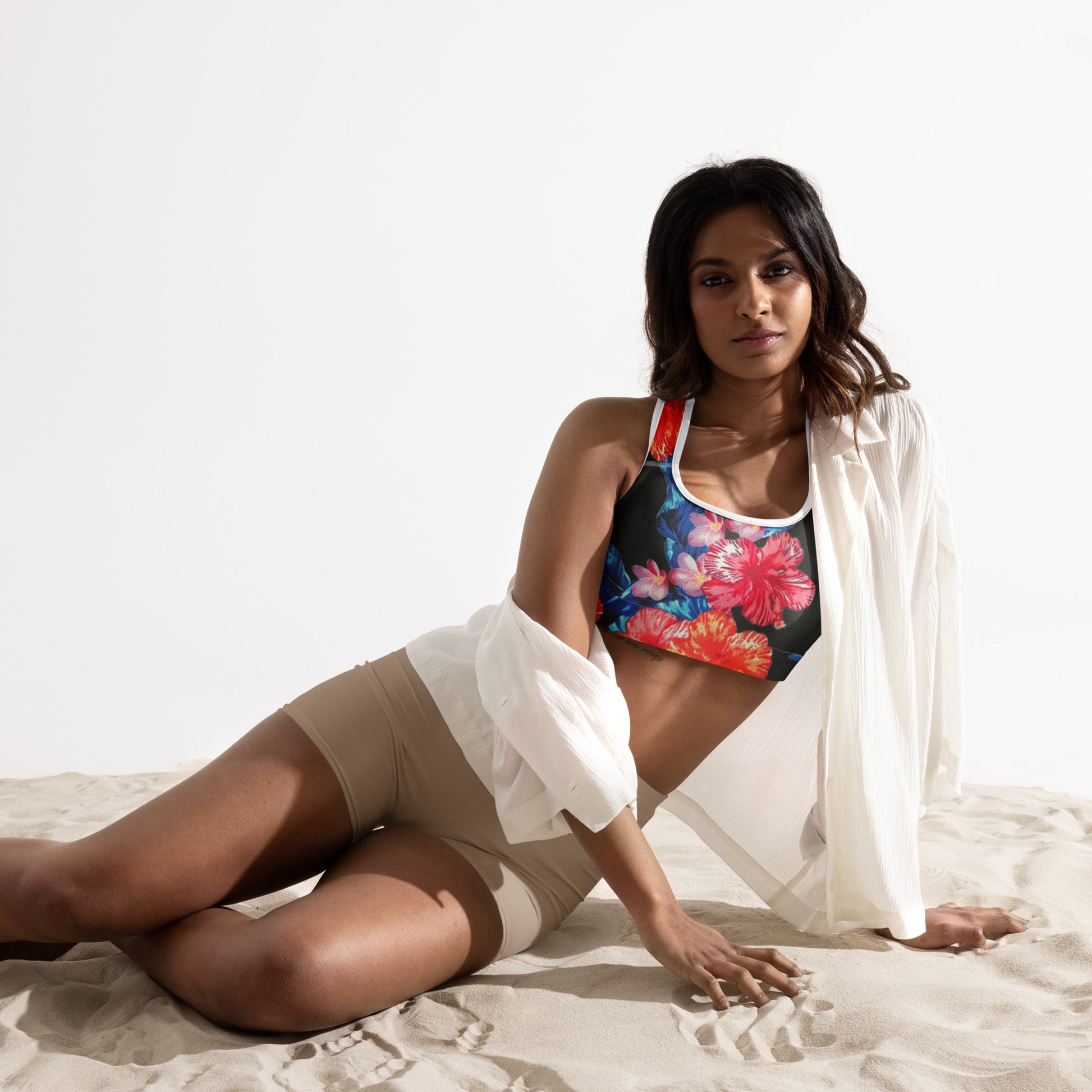Ho'ōla (To Give Life, To Heal, To Revive) - Floral Padded Sports Bra Sports Bra Pa'akai & Kukui