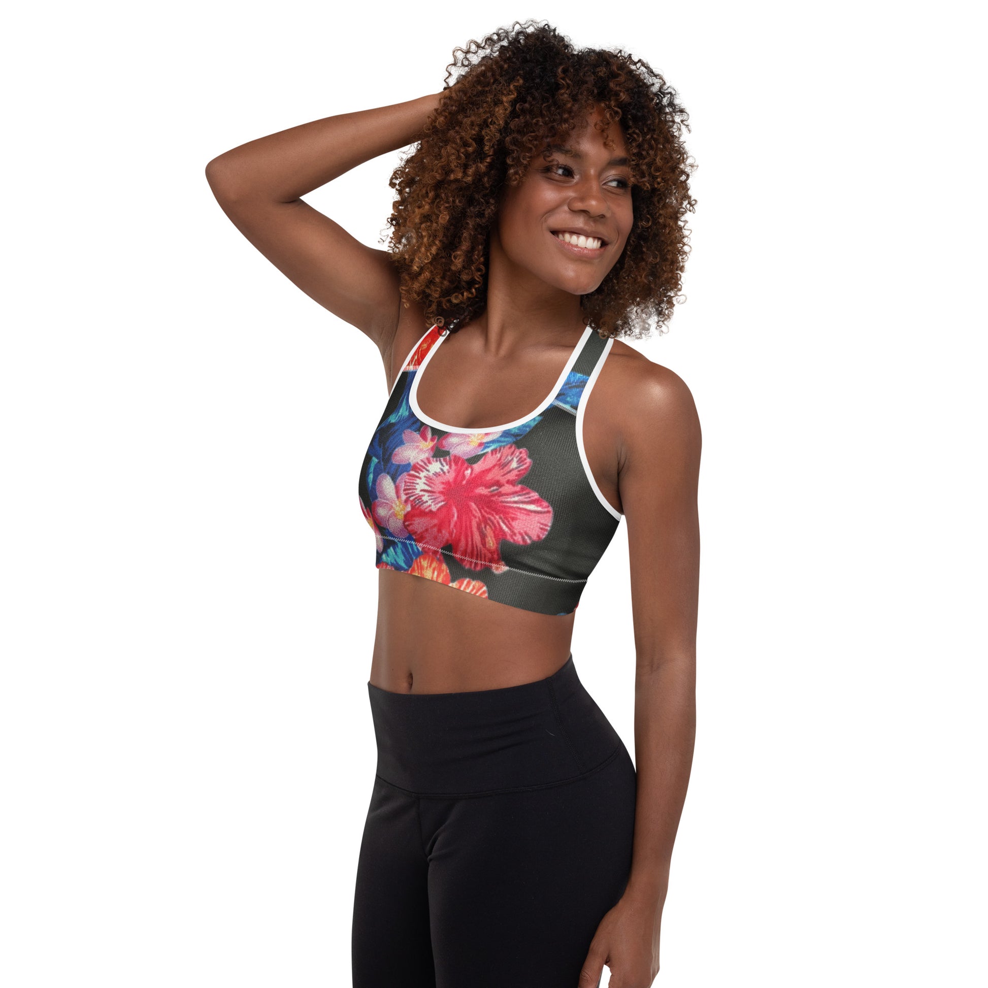 Ho'ōla (To Give Life, To Heal, To Revive) - Floral Padded Sports Bra Sports Bra Pa'akai & Kukui