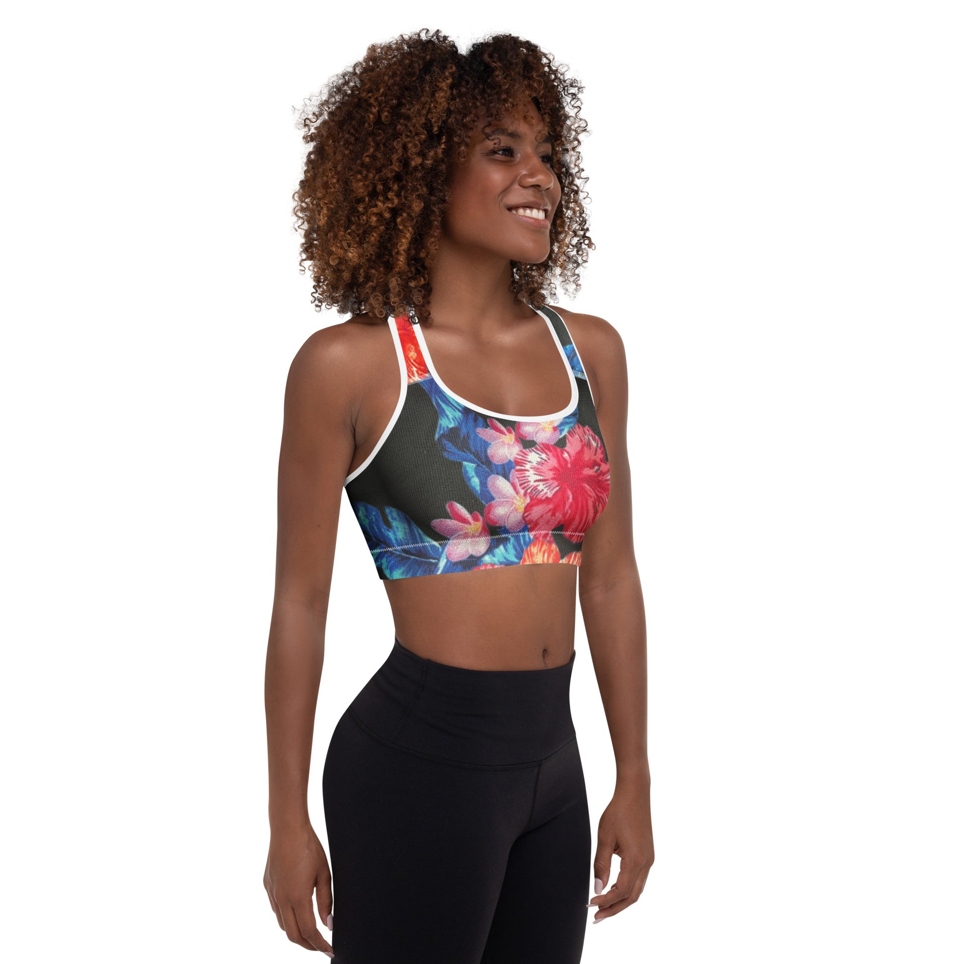 Ho'ōla (To Give Life, To Heal, To Revive) - Floral Padded Sports Bra Sports Bra Pa'akai & Kukui
