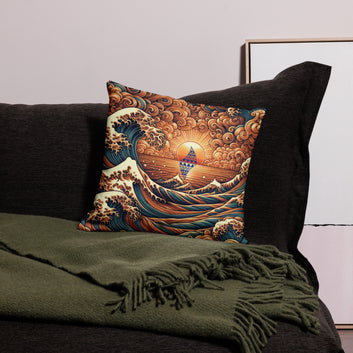Japanese Wave Art Premium Pillow