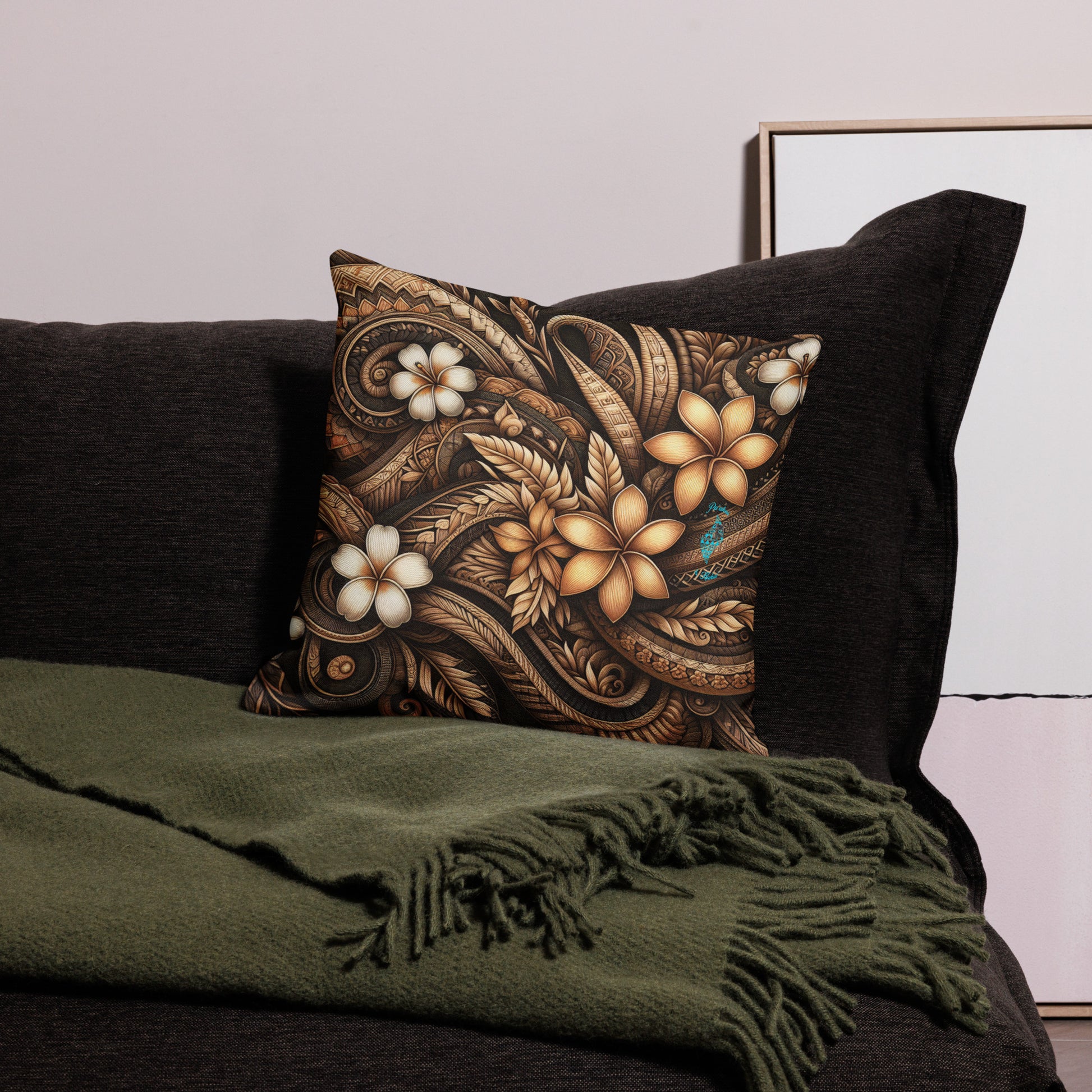 Lū'au 'Ohana Premium Pillow Pillow Pa'akai & Kukui 18″×18″
