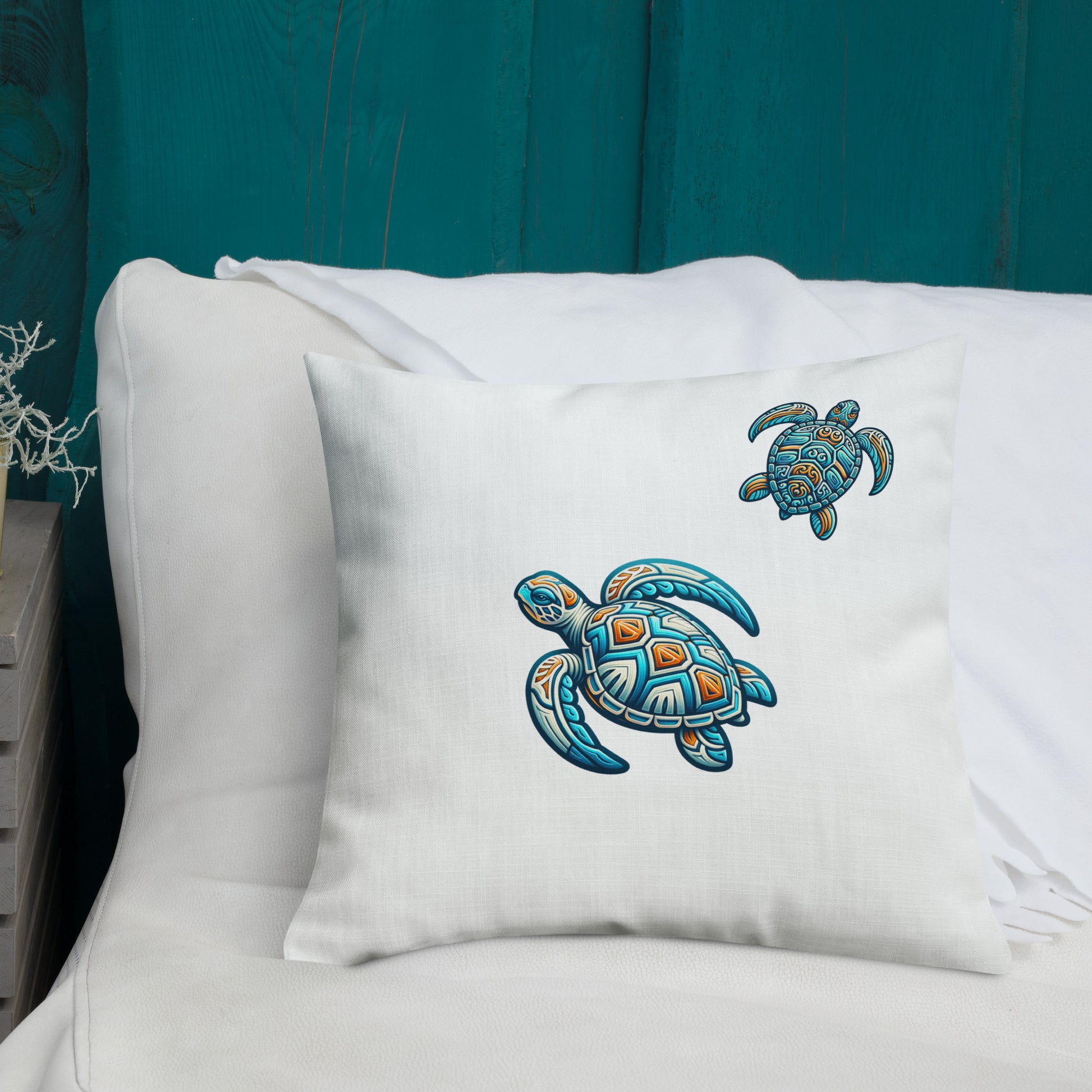Tribal Sea Turtle Premium Pillow Pillow Pa'akai & Kukui