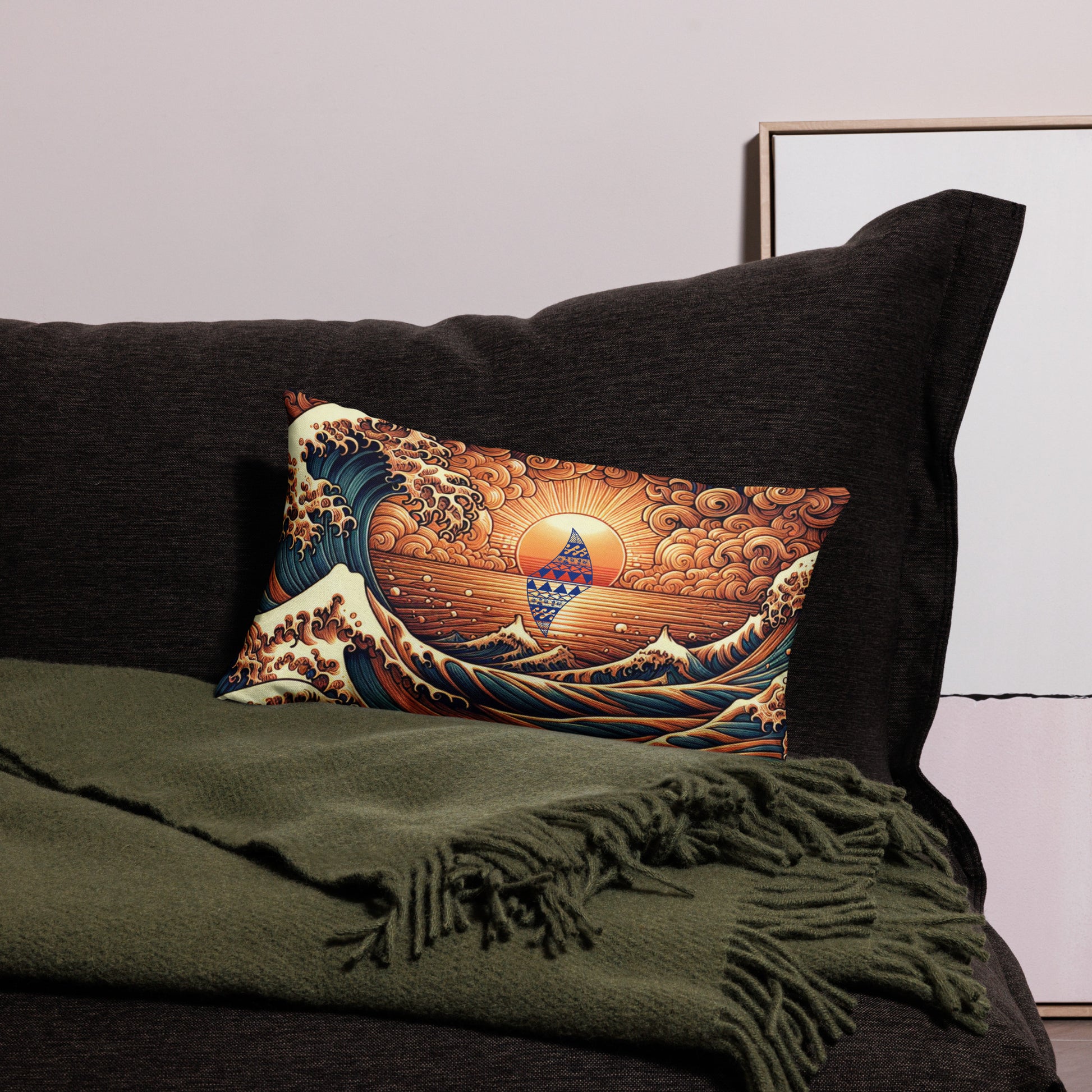 Japanese Wave Art Premium Pillow Pillow Pa'akai & Kukui