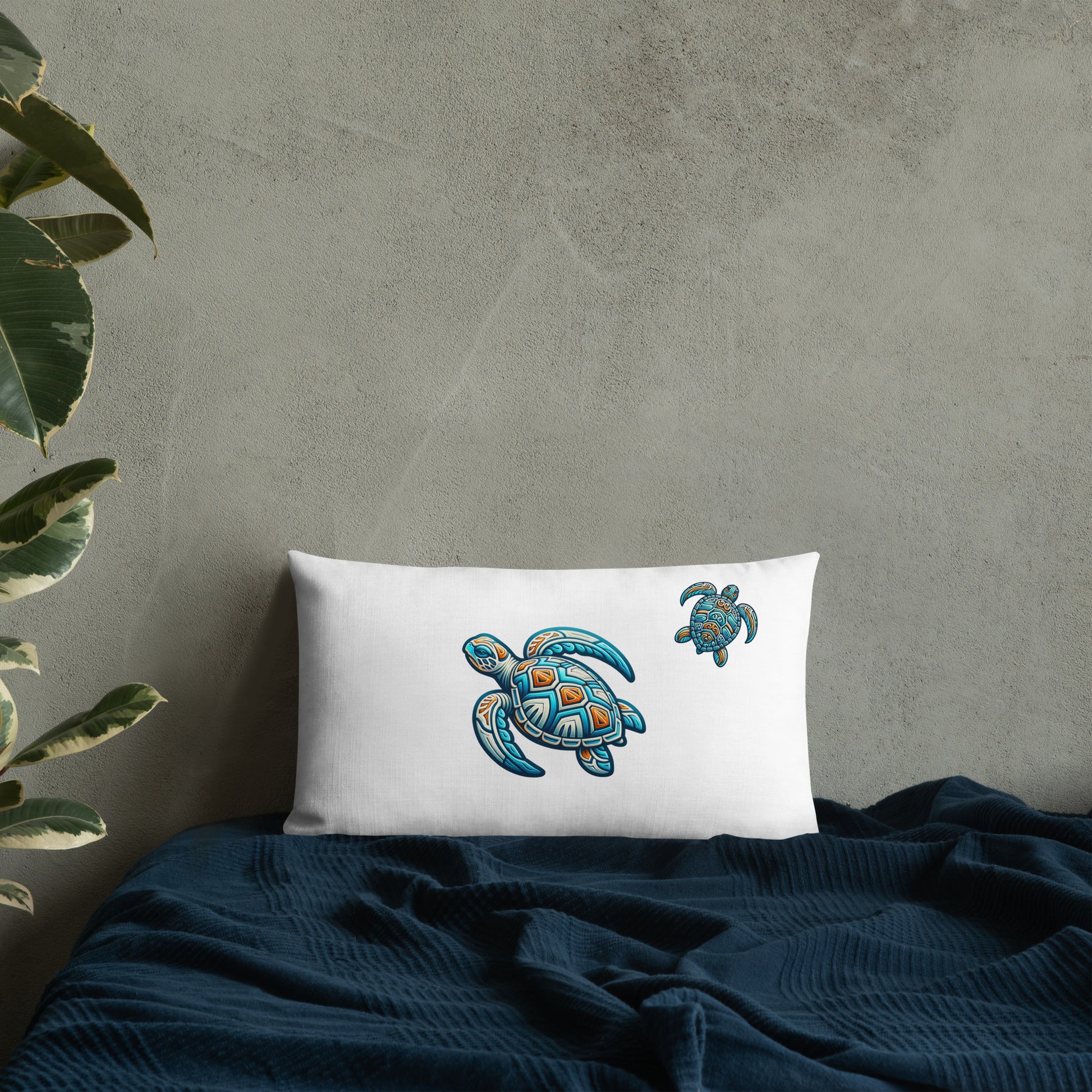 Tribal Sea Turtle Premium Pillow Pillow Pa'akai & Kukui 20″×12″