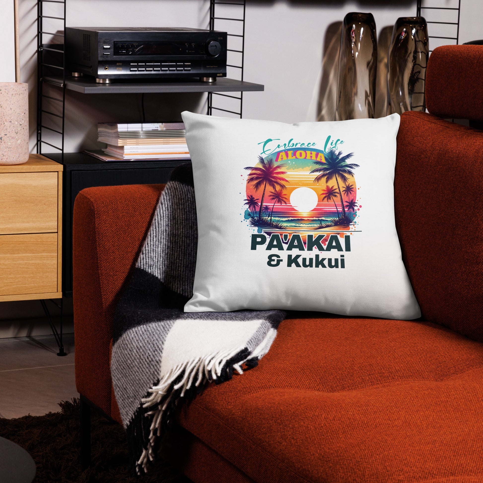 Aloha Style Premium Pillow Pillow Pa'akai & Kukui 22″×22″