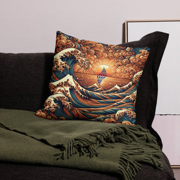 Japanese Wave Art Premium Pillow Pillow Pa'akai & Kukui 22″×22″