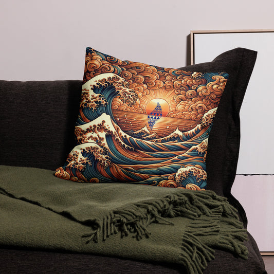 Japanese Wave Art Premium Pillow