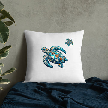 Tribal Sea Turtle Premium Pillow Pillow Pa'akai & Kukui 22″×22″