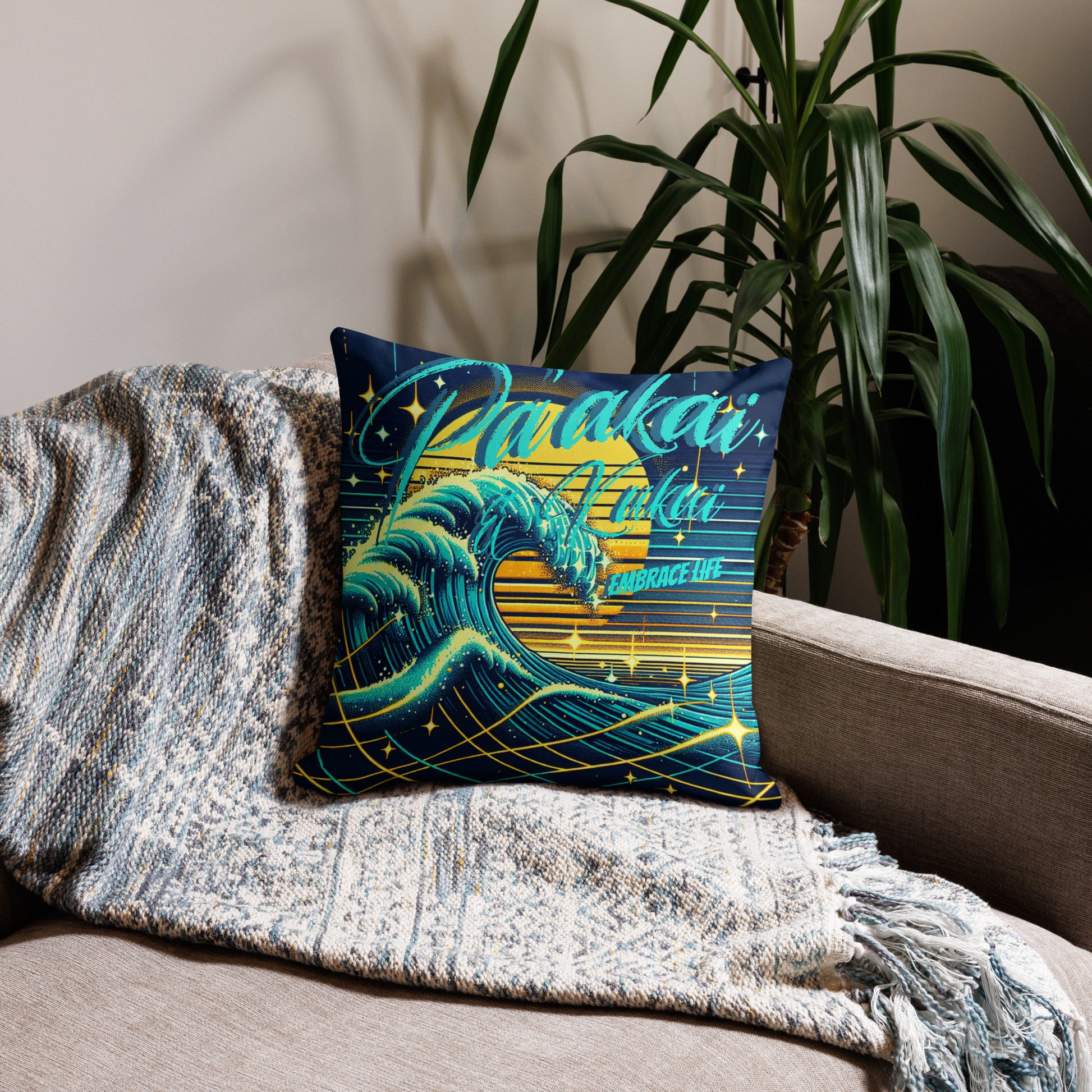 Blue Waves Premium Pillow Case Pillow Case Pa'akai & Kukui 18″×18″