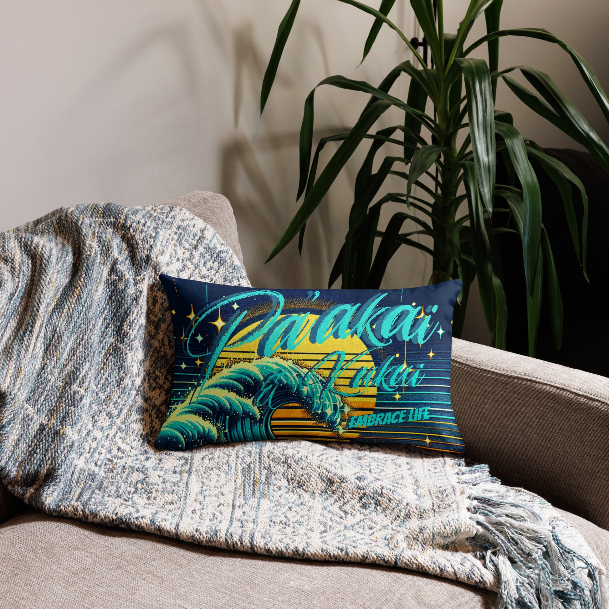 Blue Waves Premium Pillow Case Pillow Case Pa'akai & Kukui 20″×12″