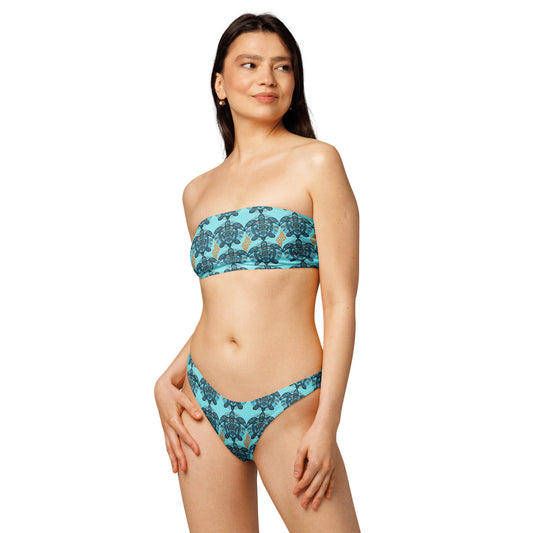 Tribal honu bandeau bikini