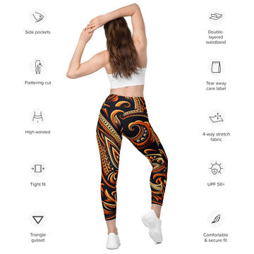 Laha'ole Pasley Leggings with pockets Yoga Leggings Pa'akai & Kukui 2XS