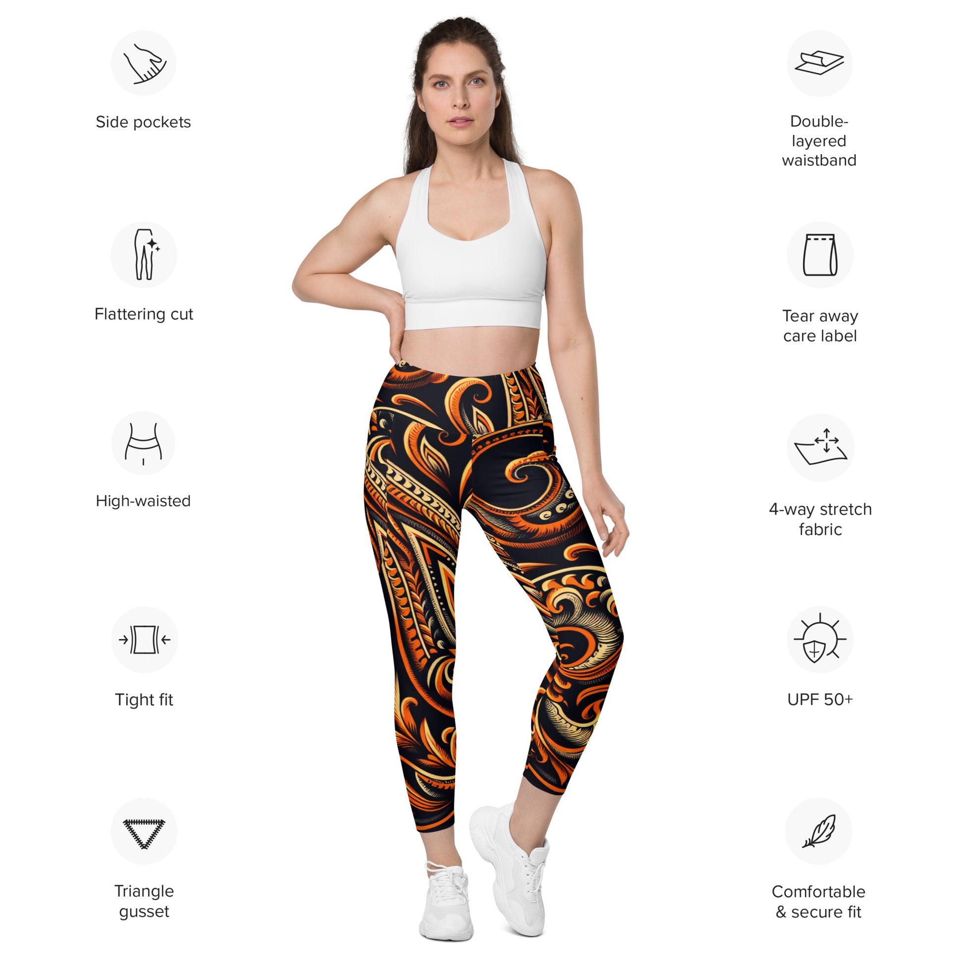 Laha'ole Pasley Leggings with pockets Yoga Leggings Pa'akai & Kukui